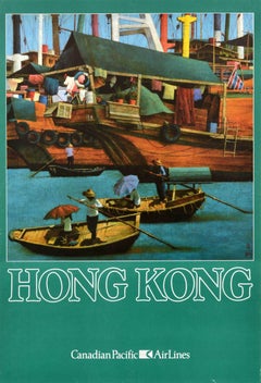 Original Vintage Travel Advertising Poster Hong Kong Canadian Pacific Airlines