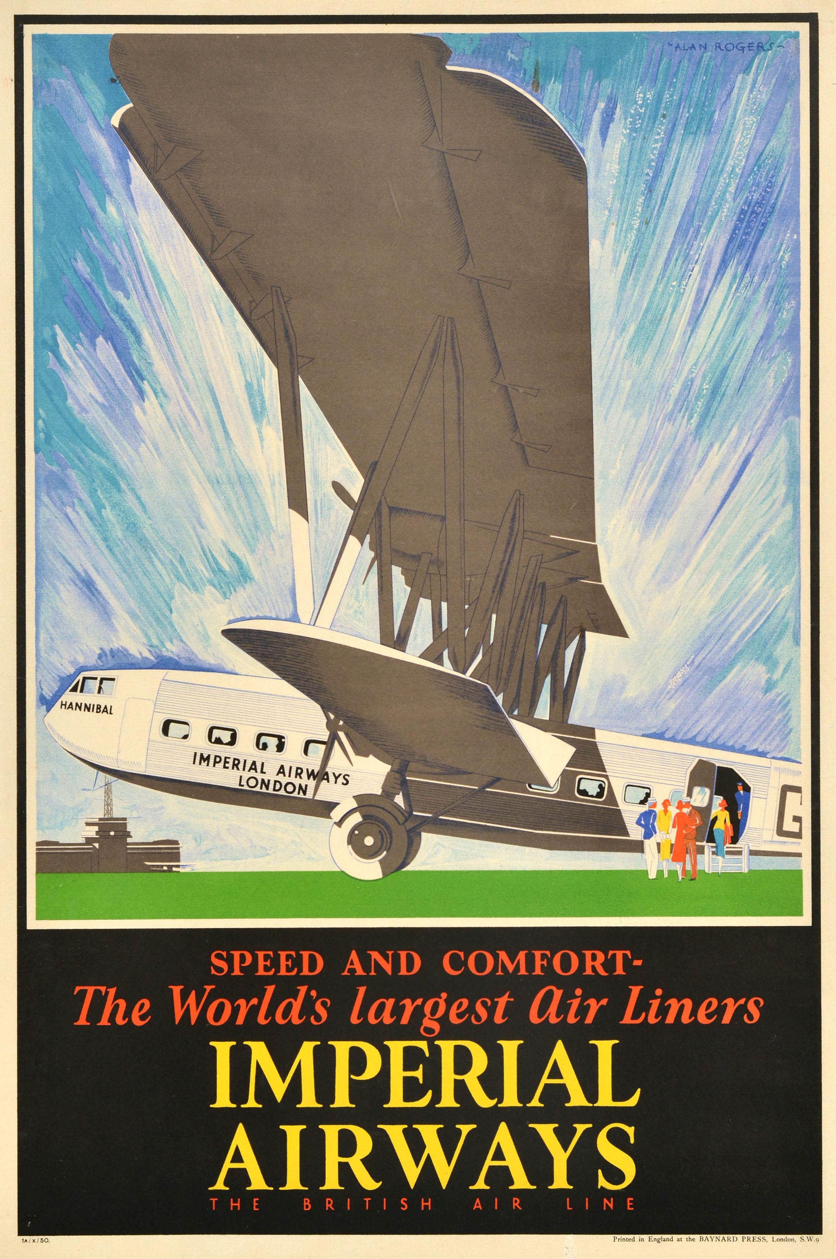 Unknown Print – Original-Vintage-Reise-Werbeplakat Imperial Airways, Großst Air Liners