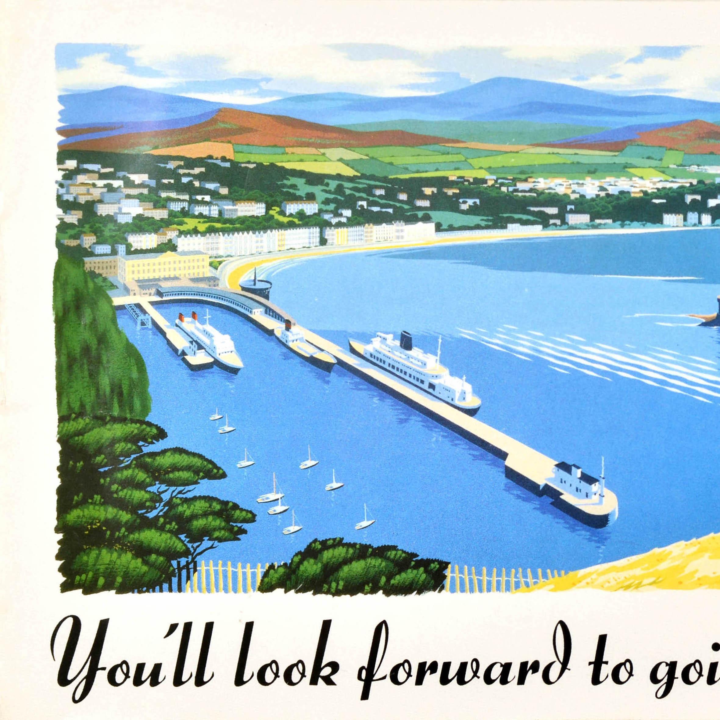 Original-Vintage-Reise-Werbeplakat Isle Of Man Douglas, England (Blau), Print, von Unknown