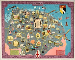 Original-Vintage-Reise-Werbeplakat „ Map Of Norfolk“, British Railways, UK