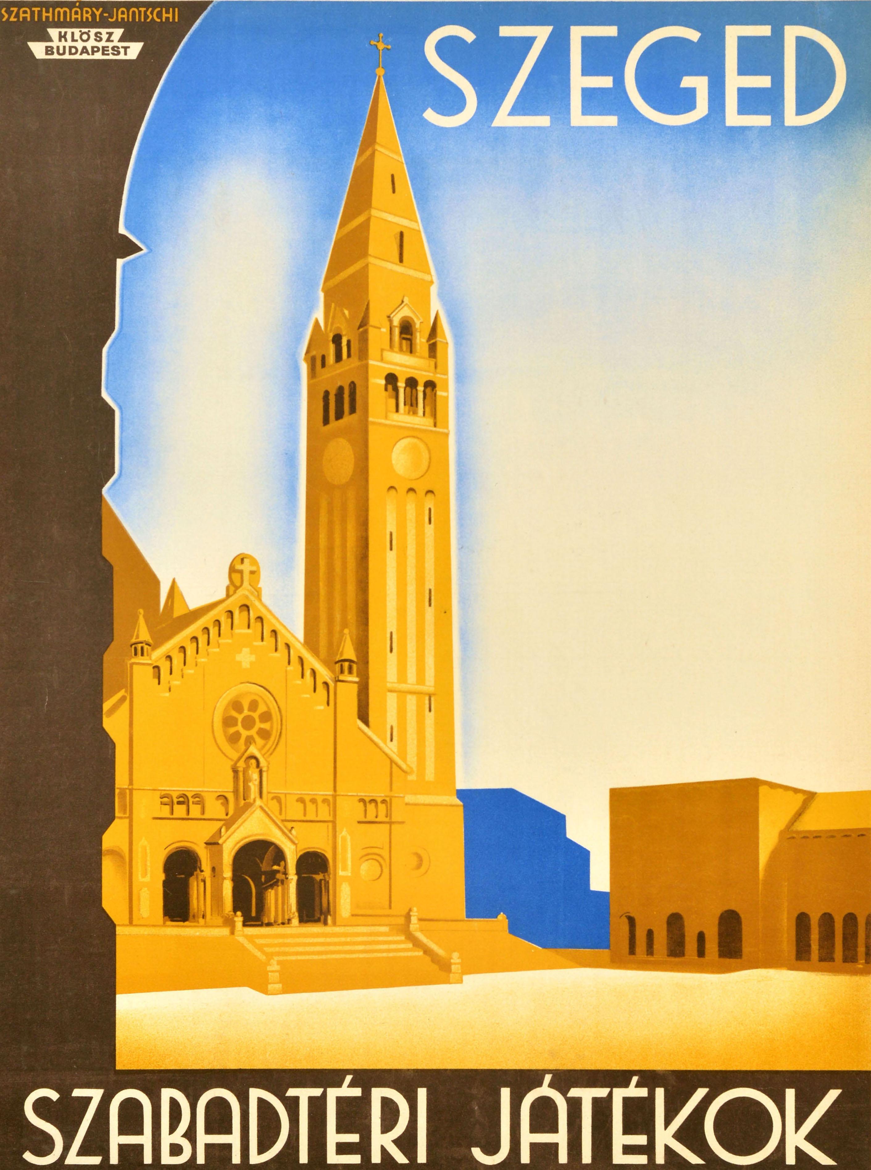 Affiche publicitaire originale de voyage Open Air Plays Szeged Hungary Theatre - Print de Unknown