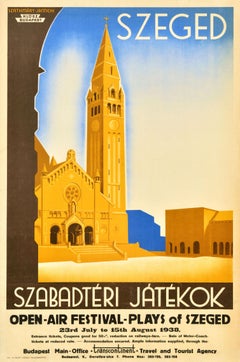 Original Vintage Travel Advertising Poster Open Air Plays Szeged Hungary Theatre