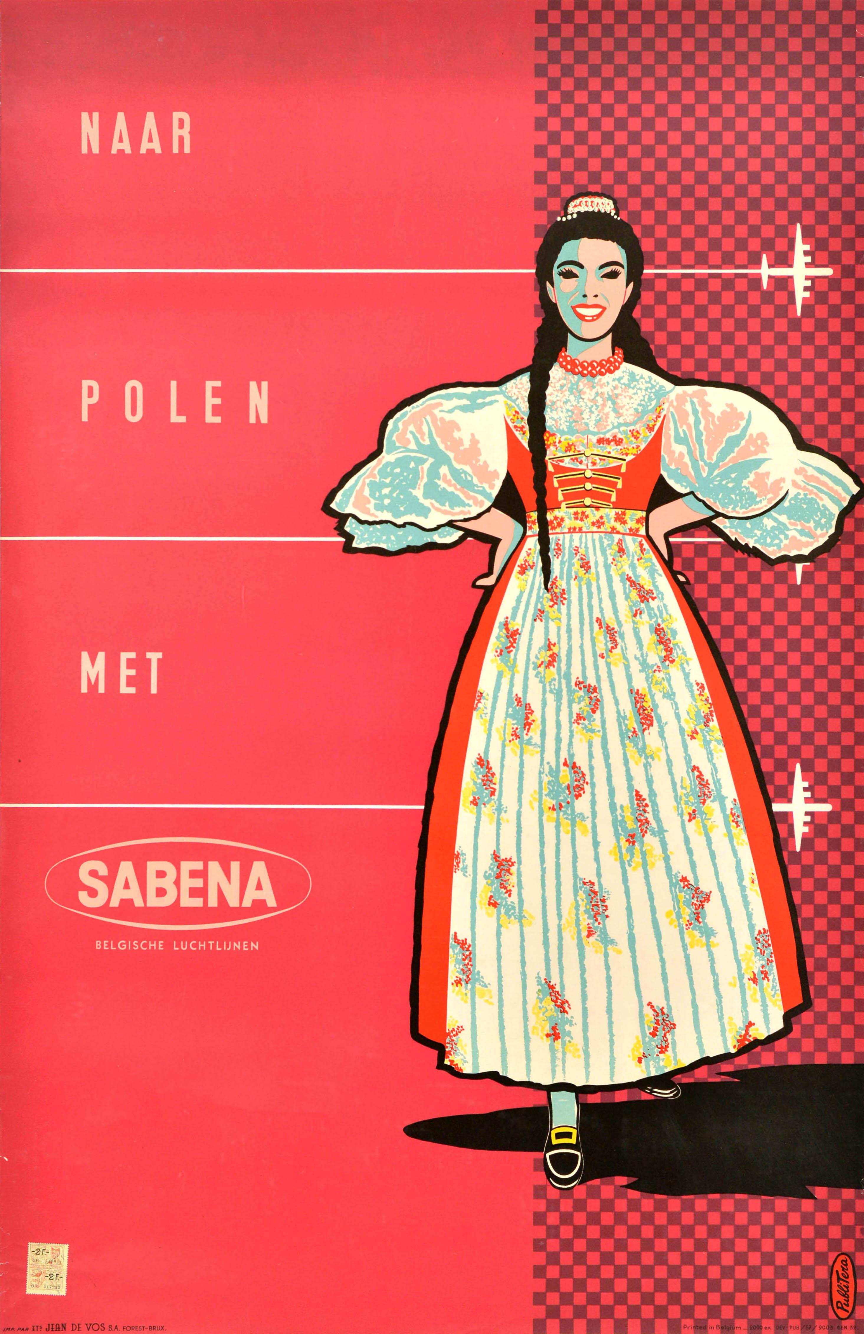 Unknown Print - Original Vintage Travel Advertising Poster Poland Sabena Belgian Airlines Polen