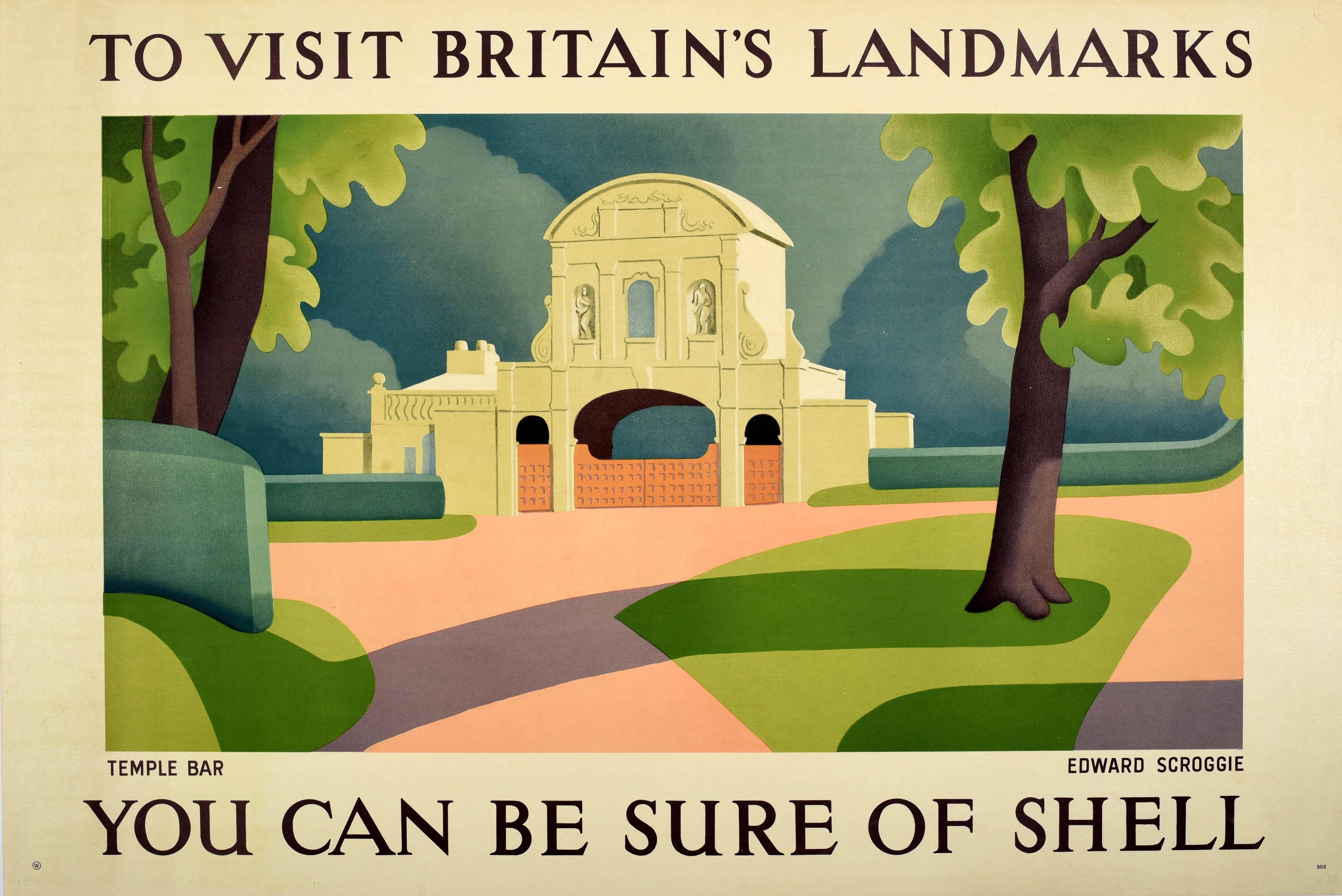 Unknown Print - Original Vintage Travel Advertising Poster Shell British Landmarks London Temple