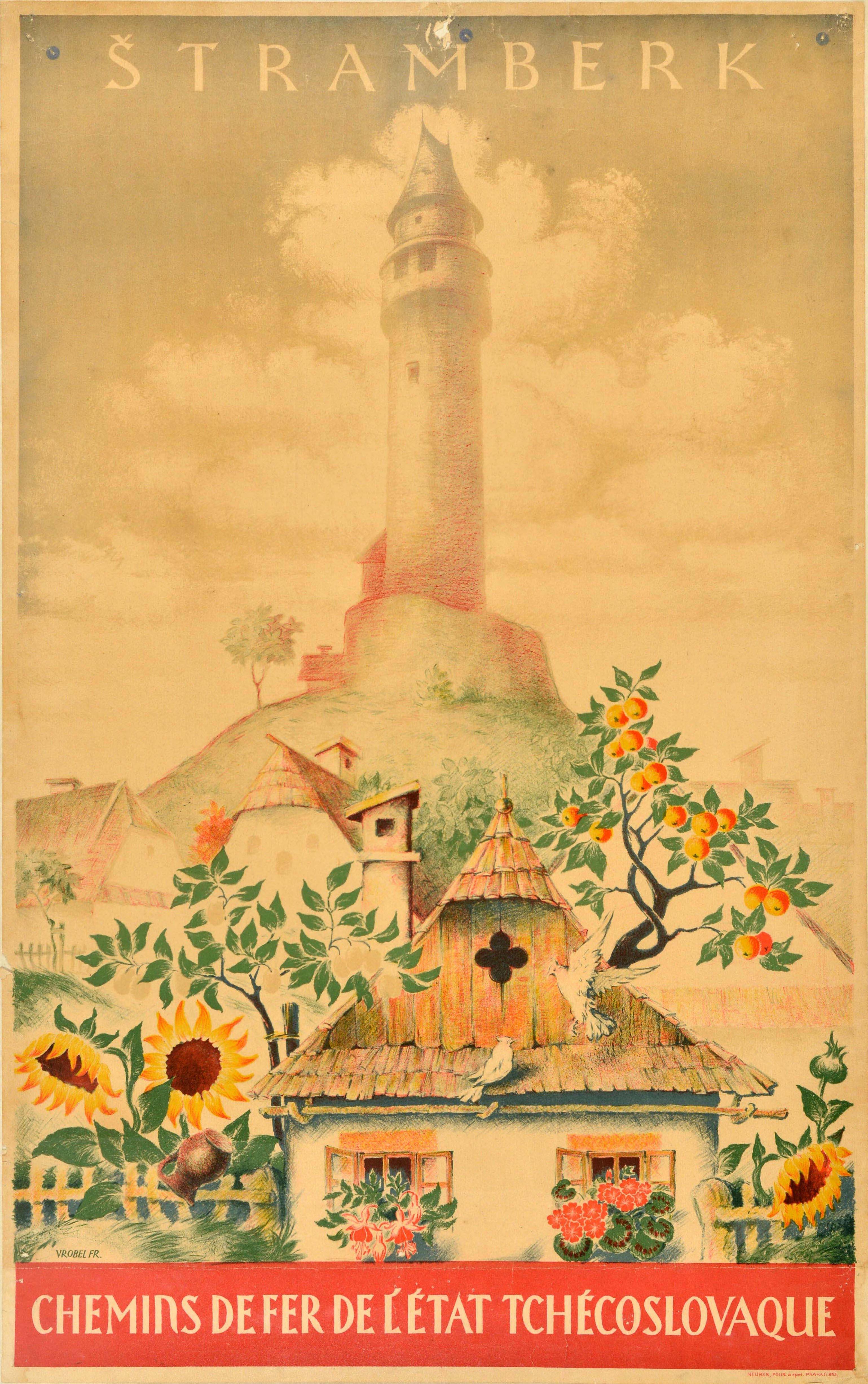Print Unknown - Affiche publicitaire vintage originale de voyage Stramberk, Tchécoslovaque State Railways
