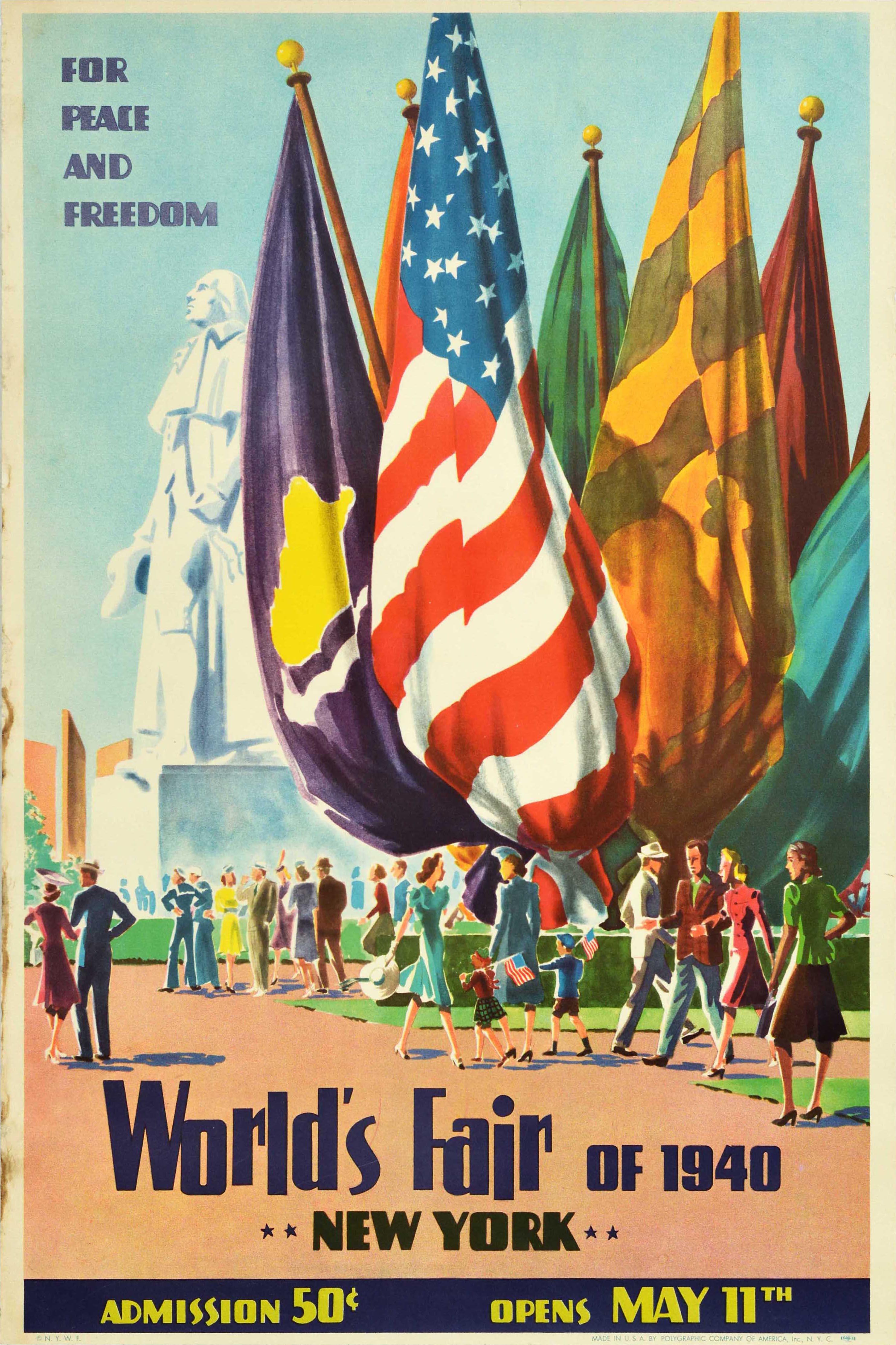 Unknown Print - Original Vintage Travel Advertising Poster World Fair 1940 New York Washington