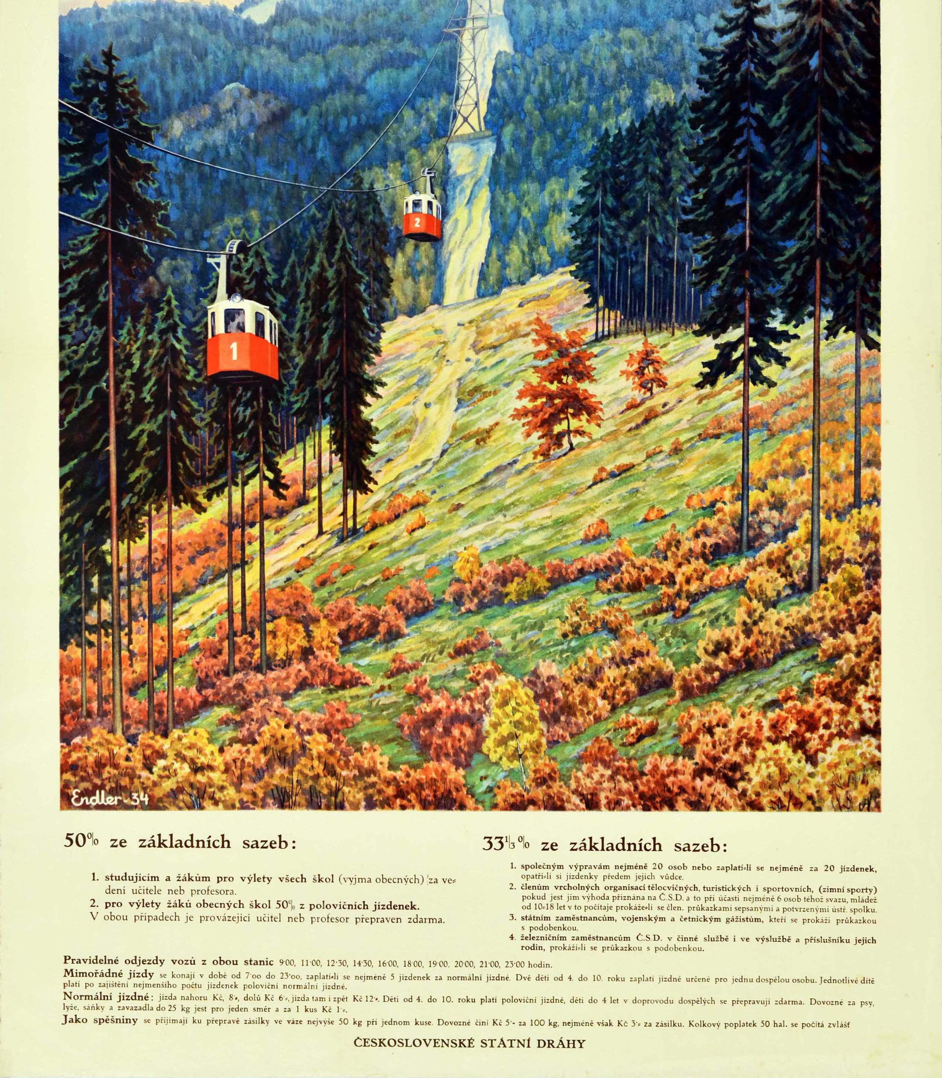 Original-Vintage-Reiseplakat CSD Tschechoslowakei Staatliche Eisenbahnen Tschechisch (Beige), Print, von Unknown