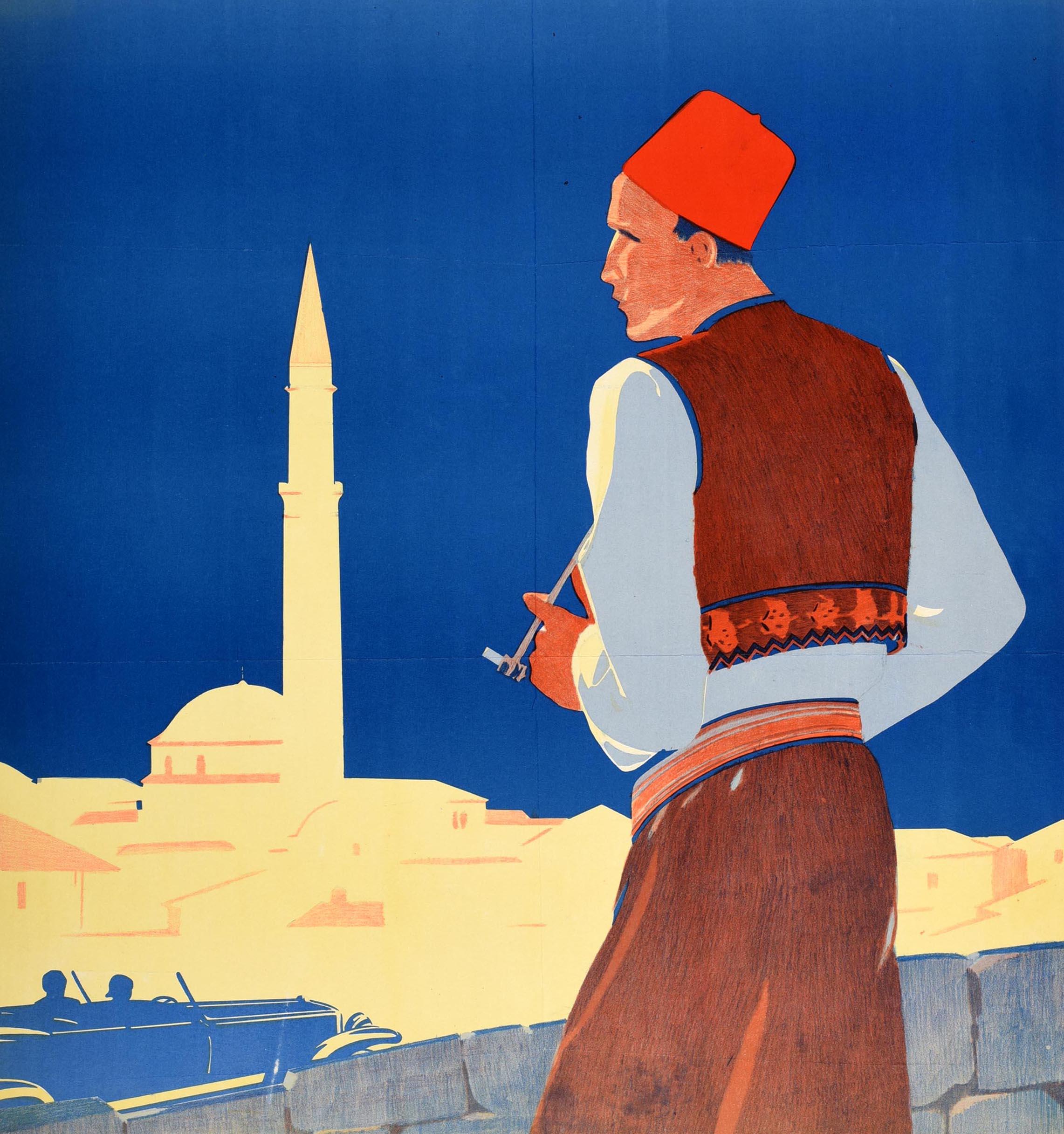 Original Vintage Travel Poster Advertising Putnik Yugoslavia Belgrade Art Deco - Print by Unknown