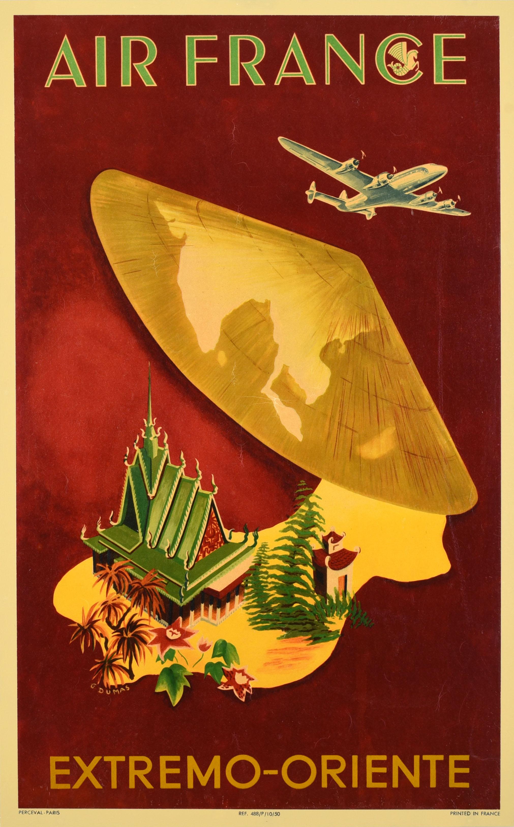 Unknown Print - Original Vintage Travel Poster Air France Airline Extremo Oriente Far East Asia