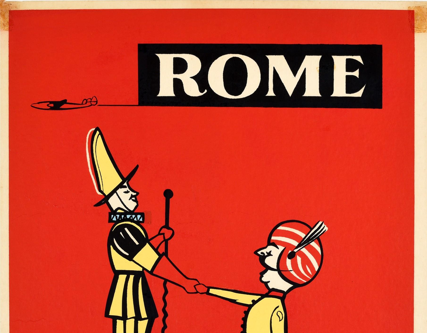 Original Vintage Travel Poster Air India Rome Italy Guard Maharaja Mascot Design - Print by Unknown