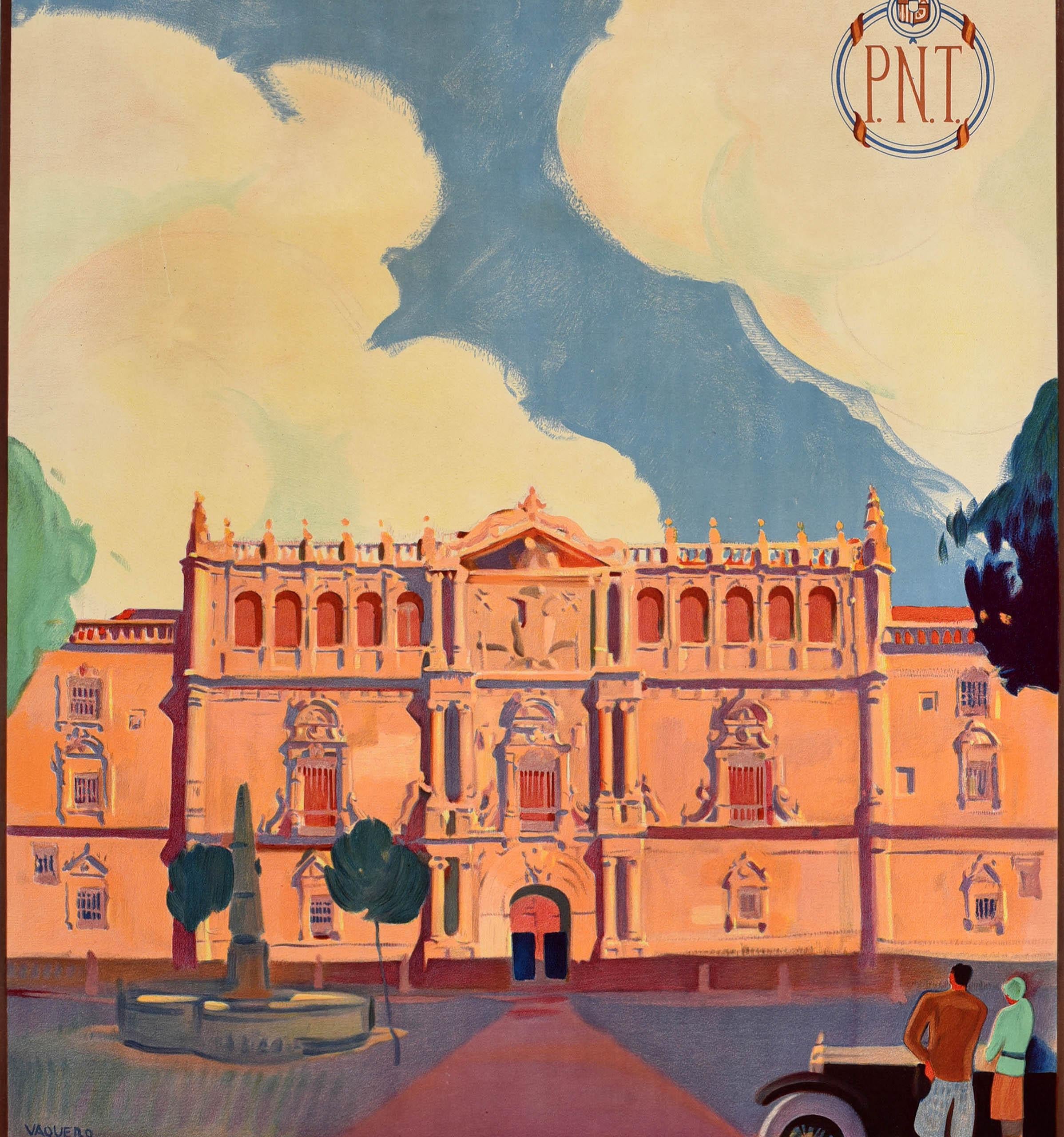Original Vintage Travel Poster Alcala University Madrid Spain PNT Art Deco  - Print by Unknown