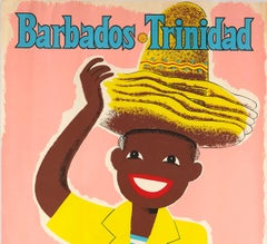 Original Vintage Travel Poster Barbados Trinidad Fly TCA Trans Canadian Airlines