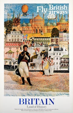 Original Vintage Travel Poster Britain Land Of History British Airways Brighton