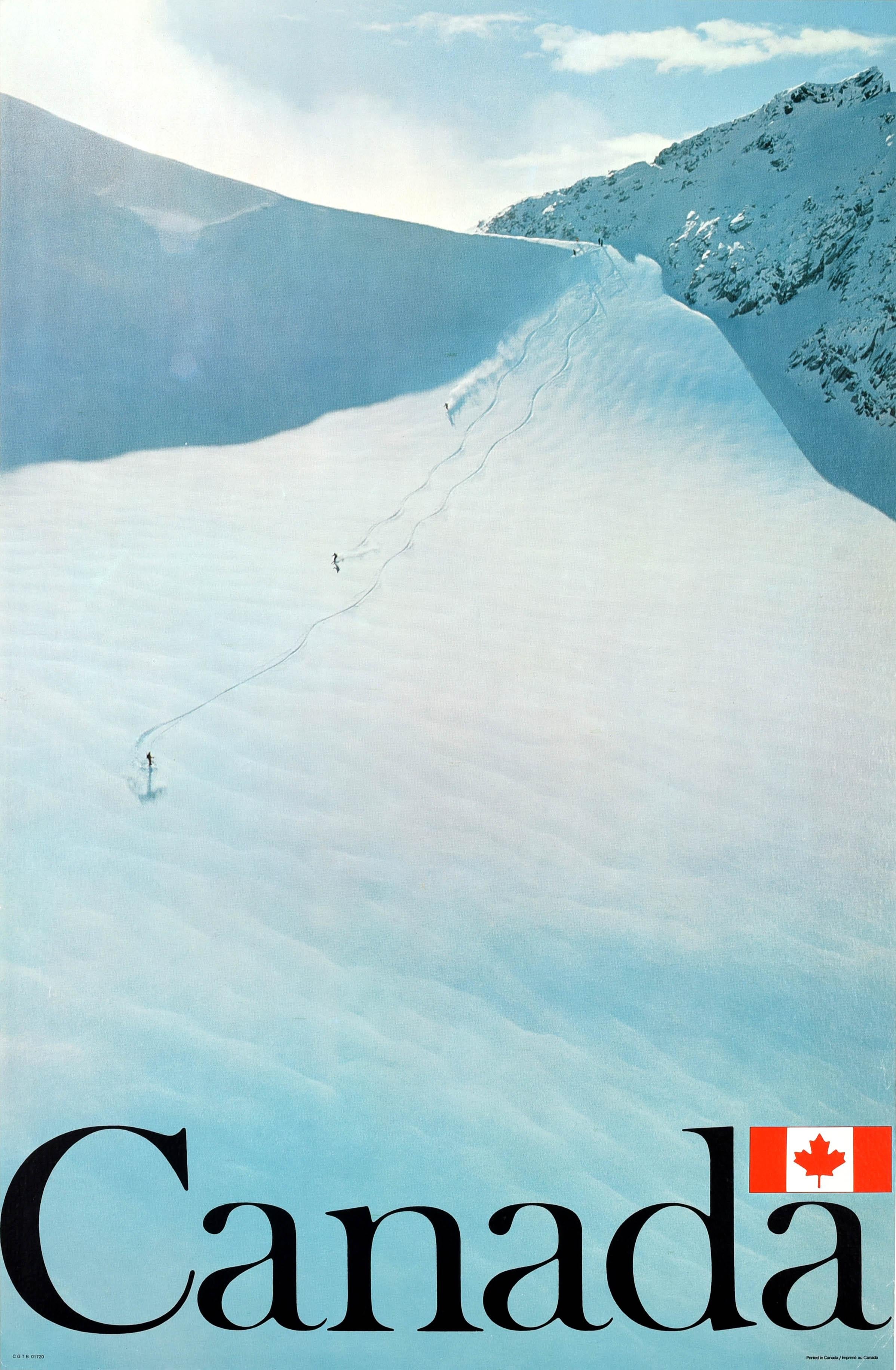 Unknown Print - Original Vintage Travel Poster Canada Ski Slope Winter Sports Mountain Skiing