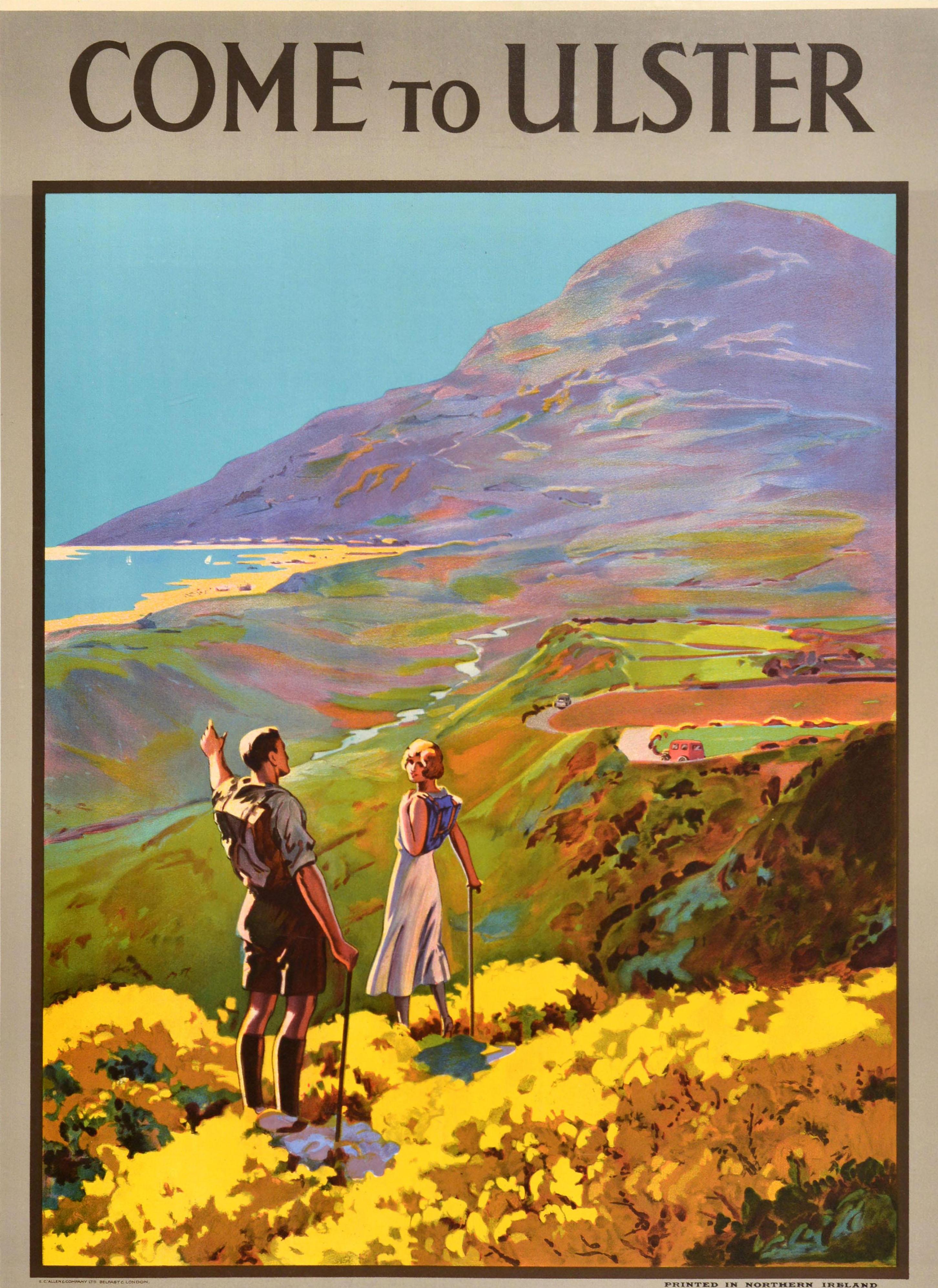 Poster di viaggio originale d'epoca Come To Ulster Anchor Line Irlanda del Nord - Print Marrone di Unknown