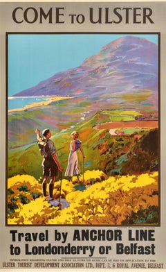 Original Vintage Travel Poster Come To Ulster Anchor Line Northern Ireland