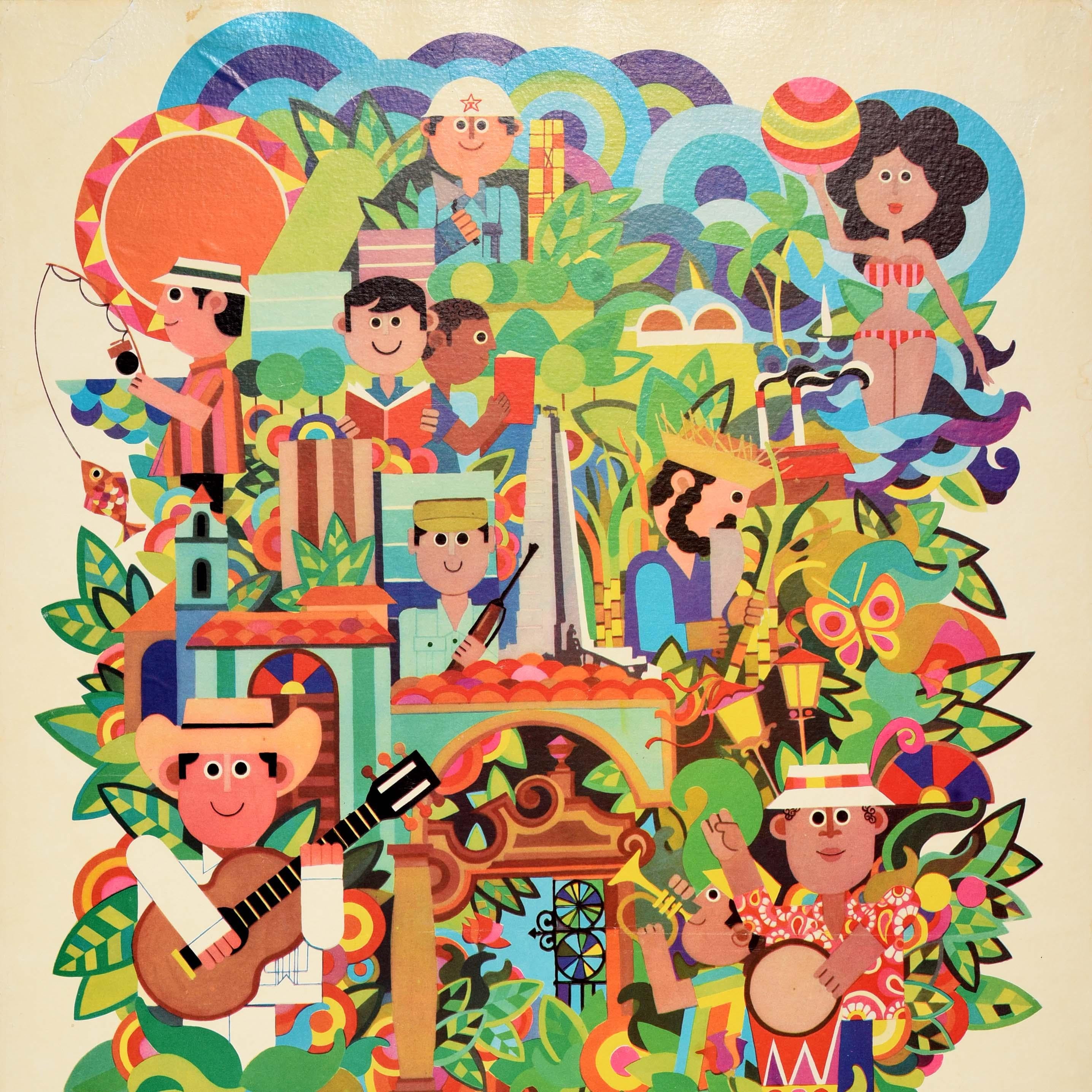 Original Vintage Travel Poster Cuba Árbol Música Turismo Cubatur Mar Caribe - Print Beige de Unknown
