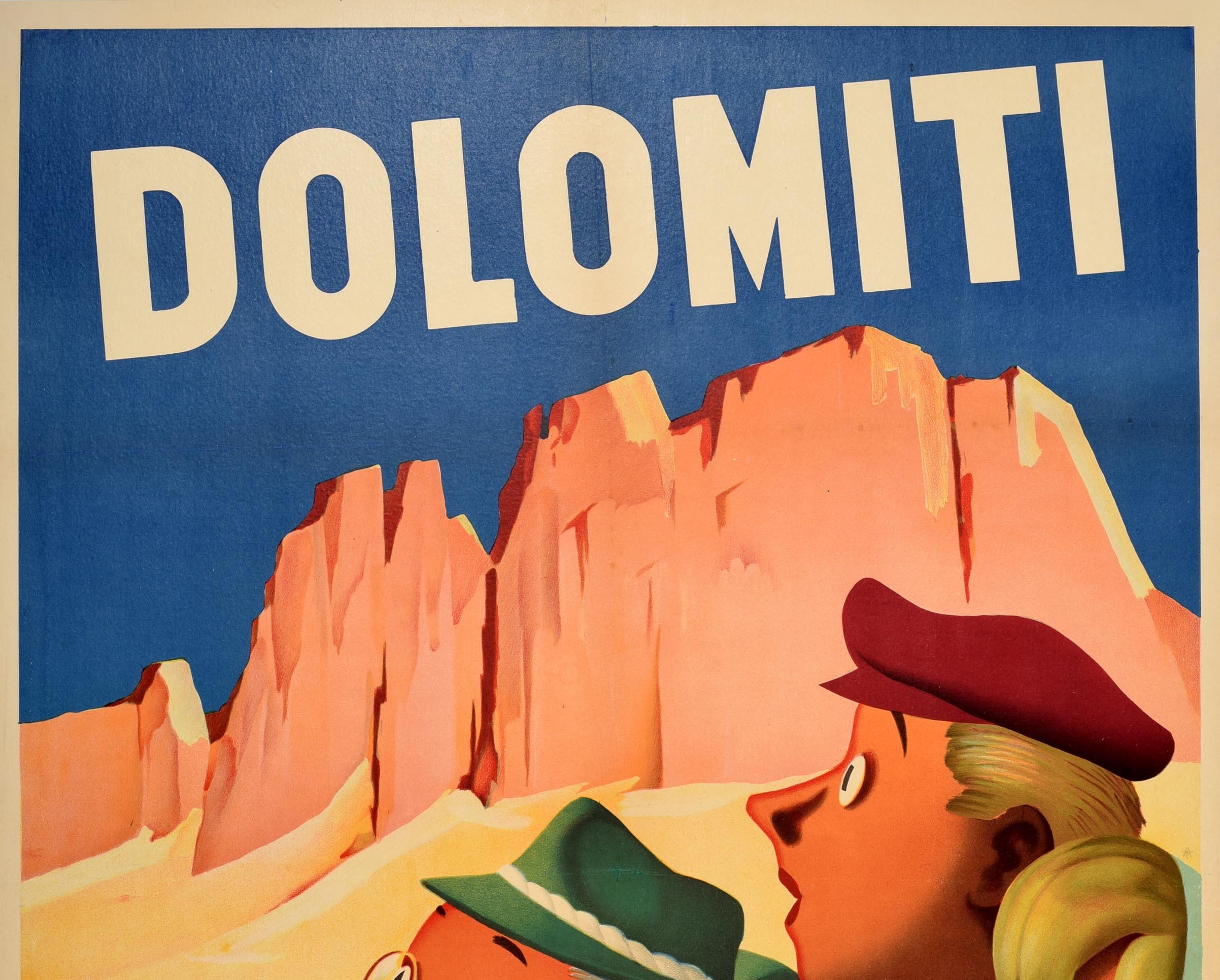 Original Vintage Travel Poster Dolomiti Visit The Dolomites Italy Alps Mountains - Print by Unknown