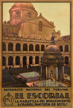 Original Vintage Travel Poster El Escorial Wonder Of The Renaissance Spain