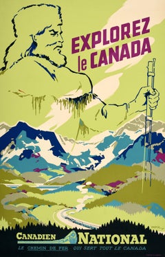 Original Vintage Travel Poster Explore Canada Canadian National Railways Gagnier