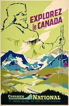 Original Vintage Travel Poster Explore Canada Canadian National Railways Gagnier