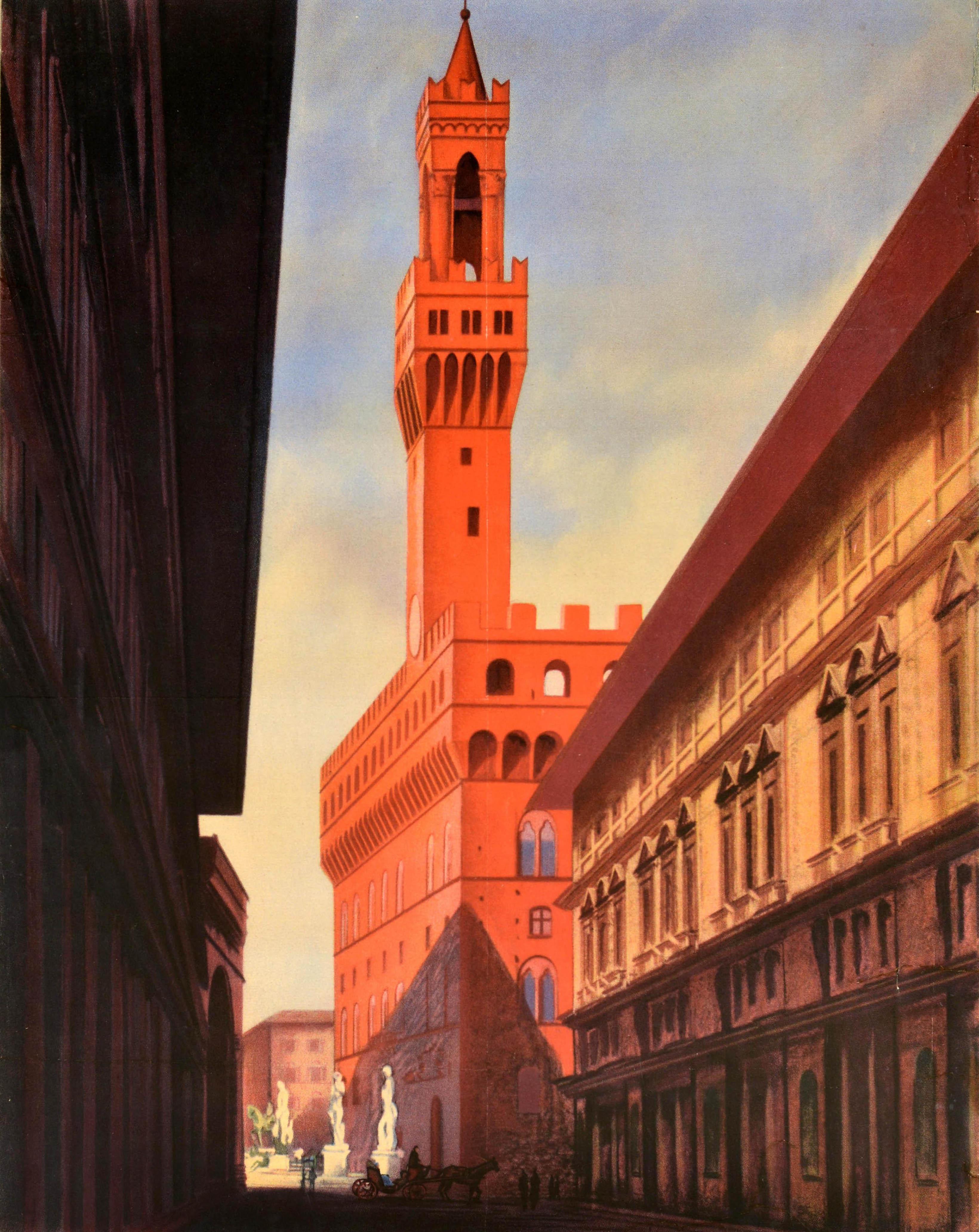 Poster di viaggio originale d'epoca Firenze Firenze ENIT Italia Toscana Palazzo - Print di Unknown