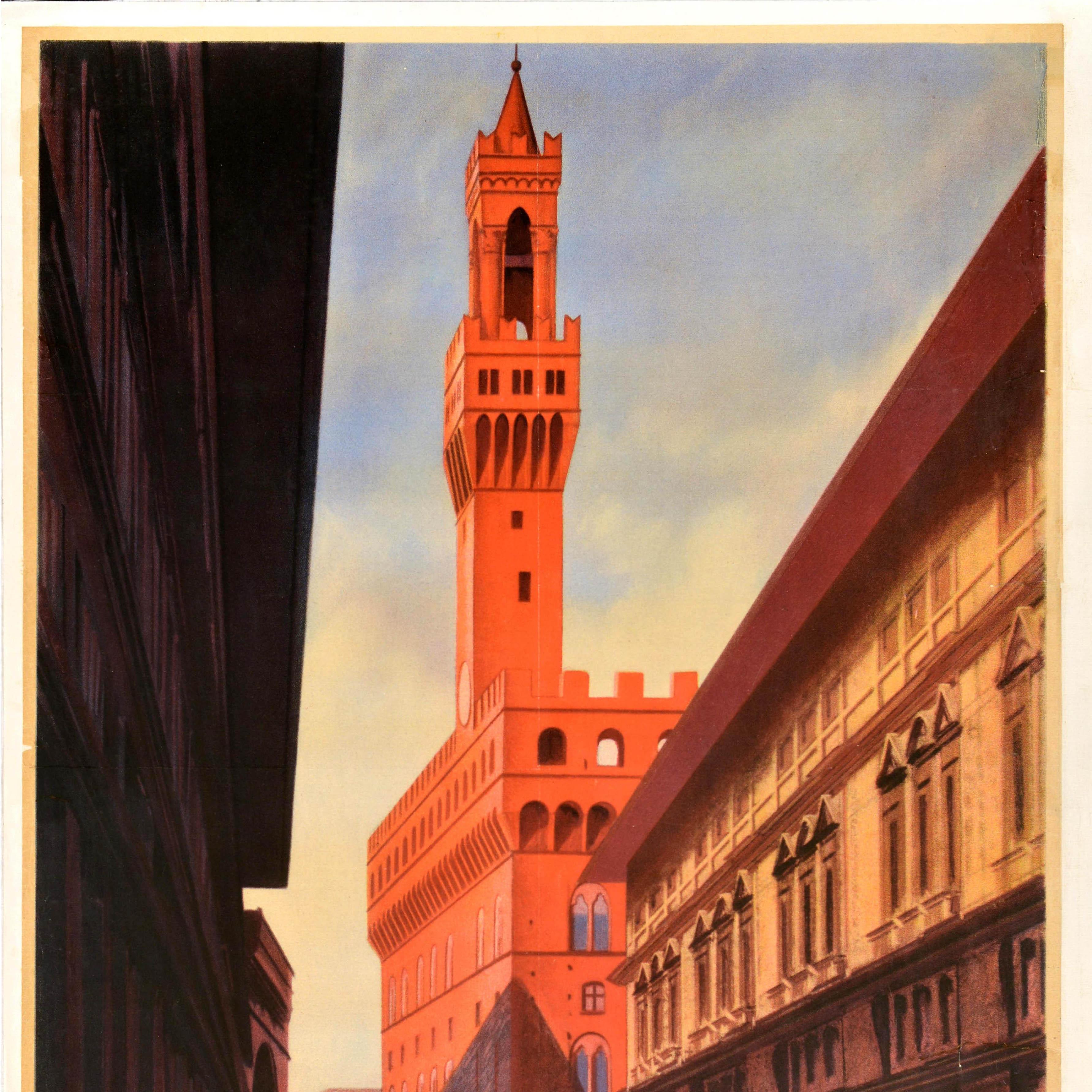 Poster di viaggio originale d'epoca Firenze Firenze ENIT Italia Toscana Palazzo - Print Beige di Unknown