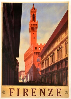 Poster di viaggio originale d'epoca Firenze Firenze ENIT Italia Toscana Palazzo