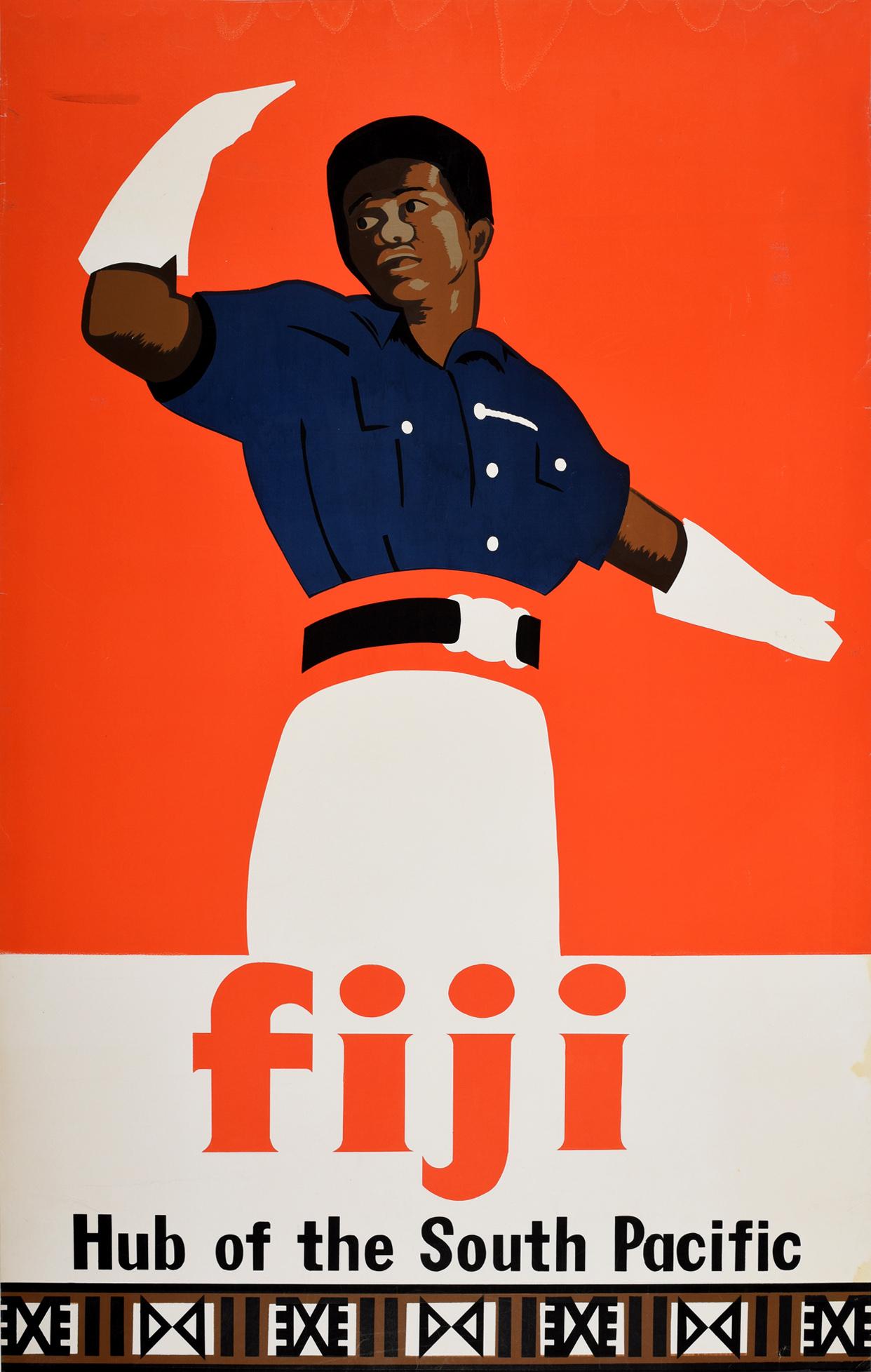 Unknown Print - Original Vintage Travel Poster For Fiji Hub Of The South Pacific Ocean Islands