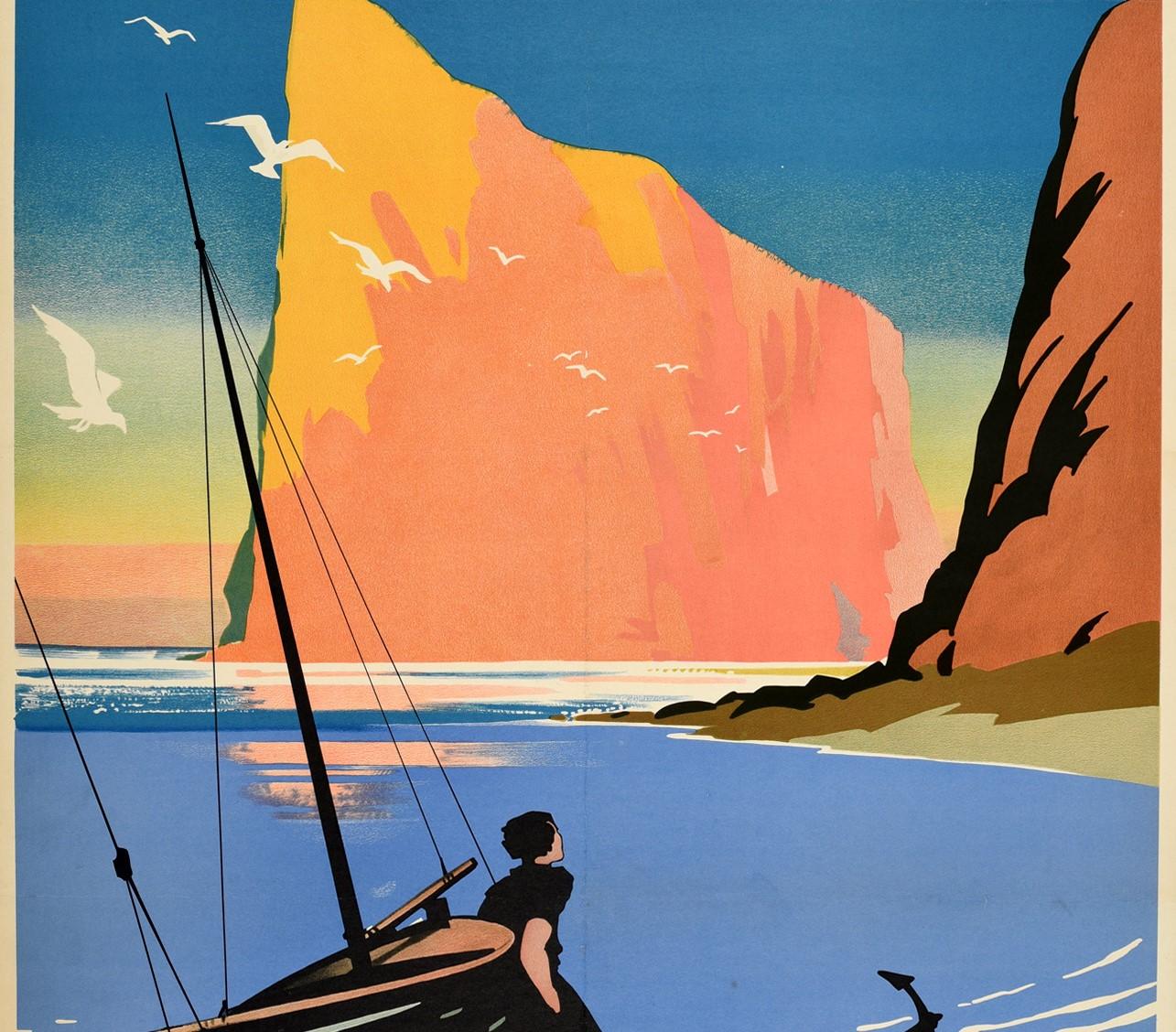 Original Vintage Travel Poster For The Gaspe Peninsula In Canada Quebec Province (Blau), Print, von Unknown
