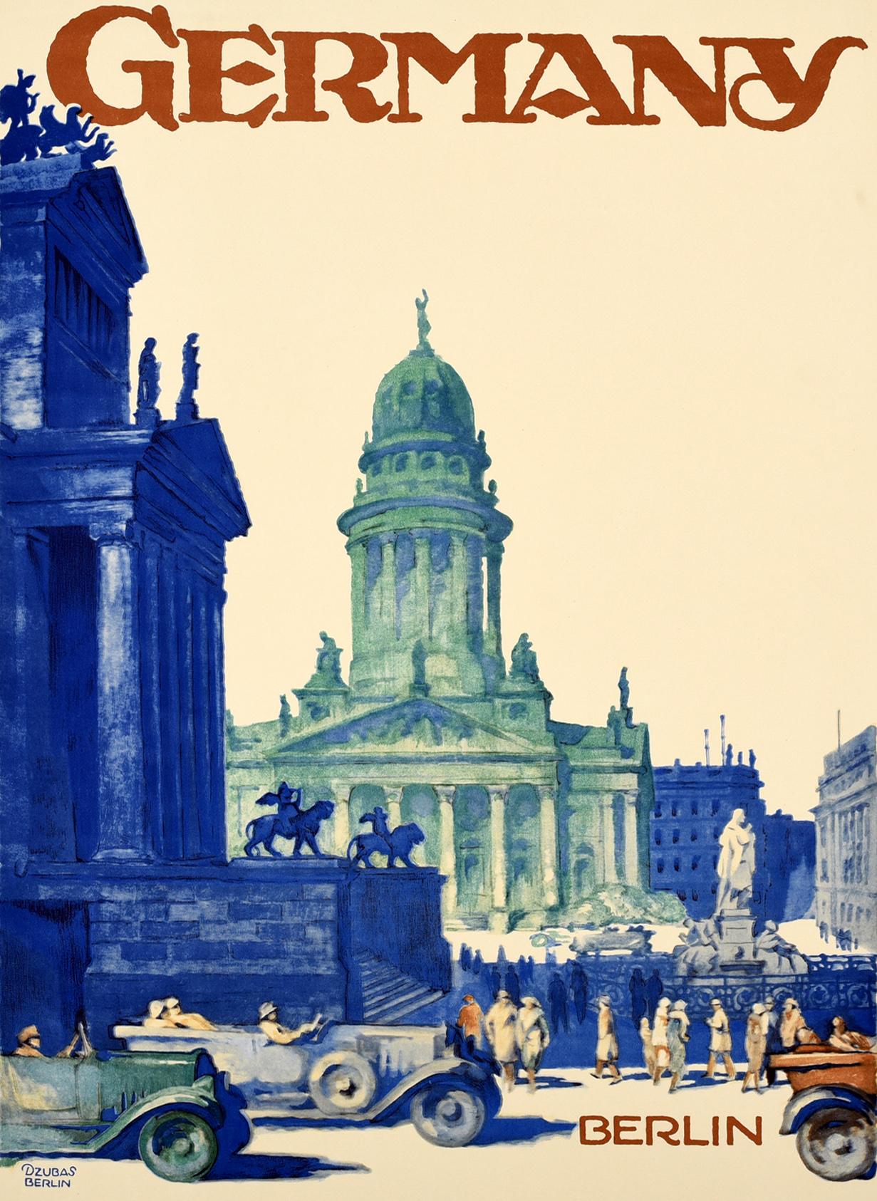 Affiche vintage originale de voyage Allemagne Berlin Art déco Dzubas Deutschland - Print de Unknown