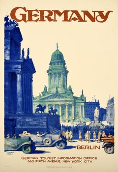 Affiche vintage originale de voyage Allemagne Berlin Art déco Dzubas Deutschland