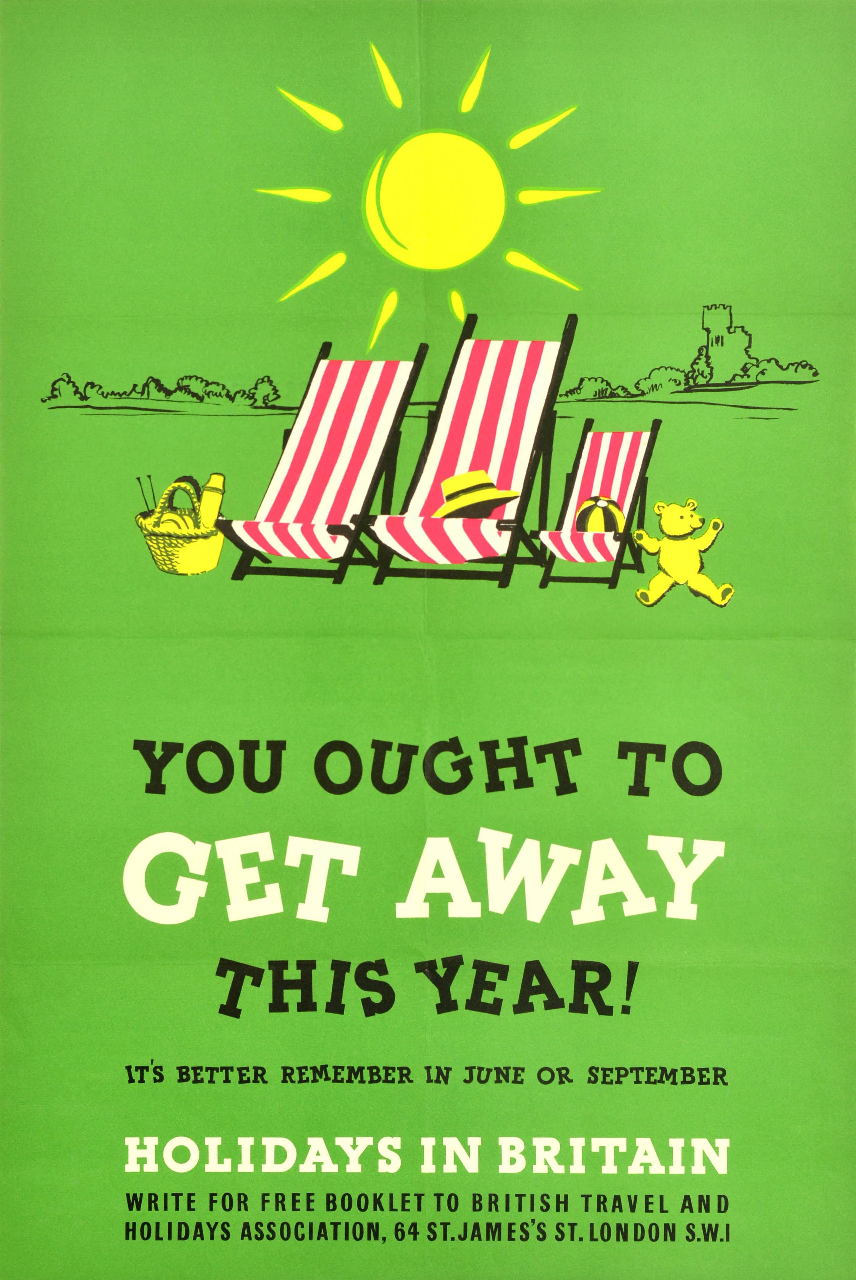 Unknown Print - Original Vintage Travel Poster Holidays In Britain You Ought To Get Away Design