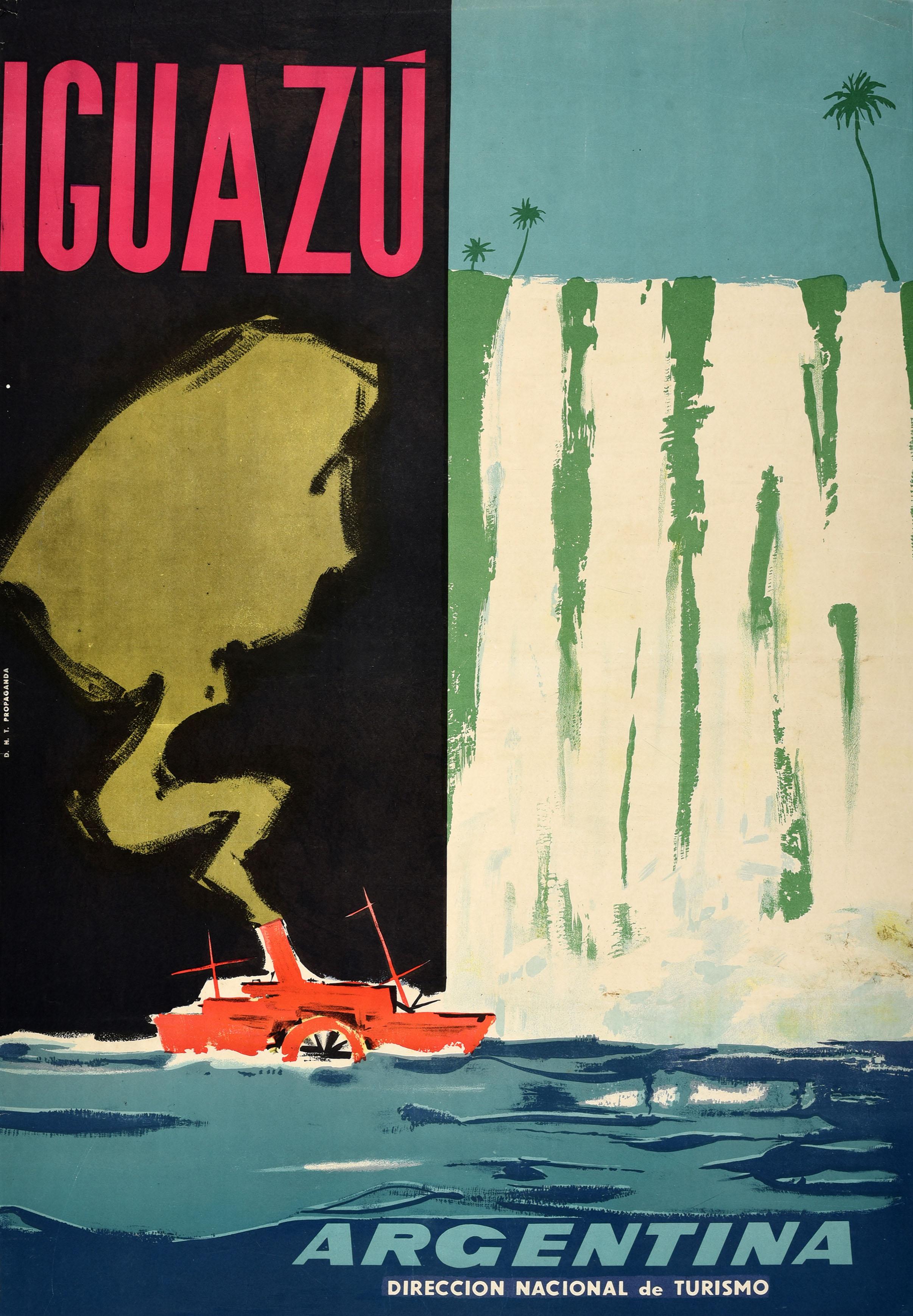 Unknown Print - Original Vintage Travel Poster Iguazu Falls Argentina South America Midcentury