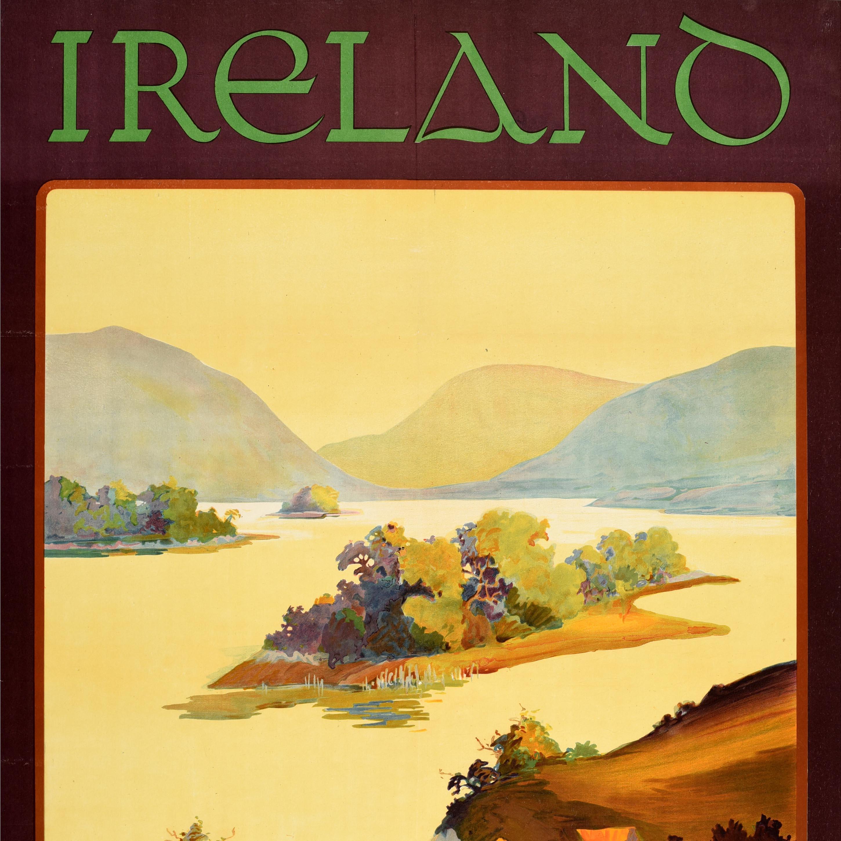 Original Vintage Travel Poster Ireland Come Back To Erin Anchor Line Cruise Ship - Beige Print by Unknown