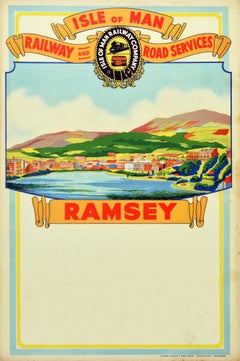Original Vintage Travel Poster Isle Of Man Railway Road Services Ramsey Sailing