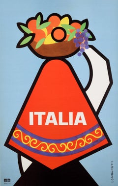 Original Vintage Travel Poster Italia Italy Fruit Midcentury Modern ENIT Design