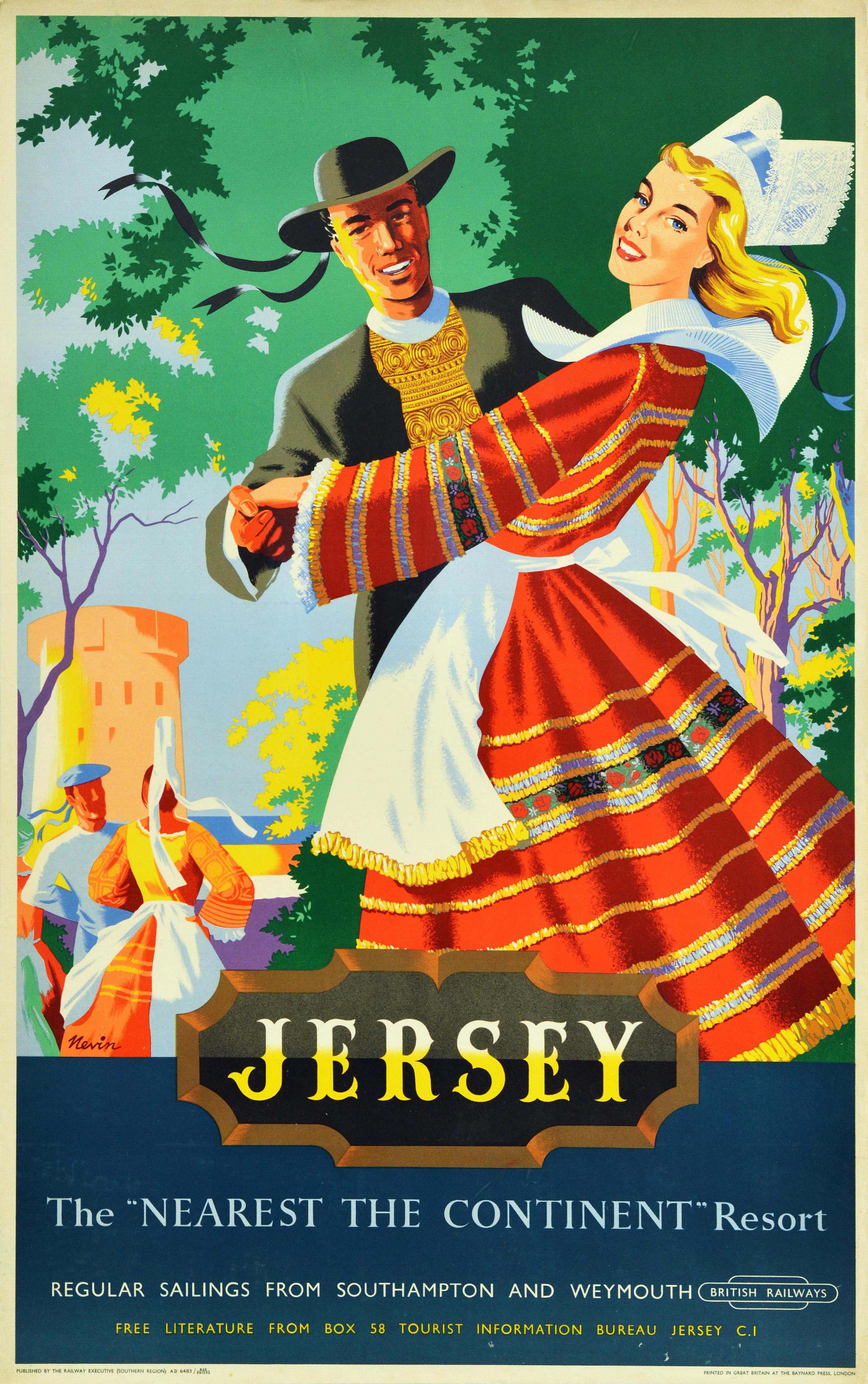 Unknown Print – Original Vintage-Reiseplakat, Jersey, British Railways, Kanalinseln, Design