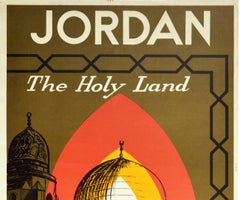 Original Vintage Travel Poster Jordan The Holy Land Al-Aqsa Mosque Old Jerusalem