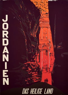 Original Vintage Travel Poster Jordanien Jordan The Holy Land Petra Ancient City