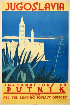 Original Vintage Travel Poster Jugoslavia Putnik Beograd Tourism Yugoslavia Art
