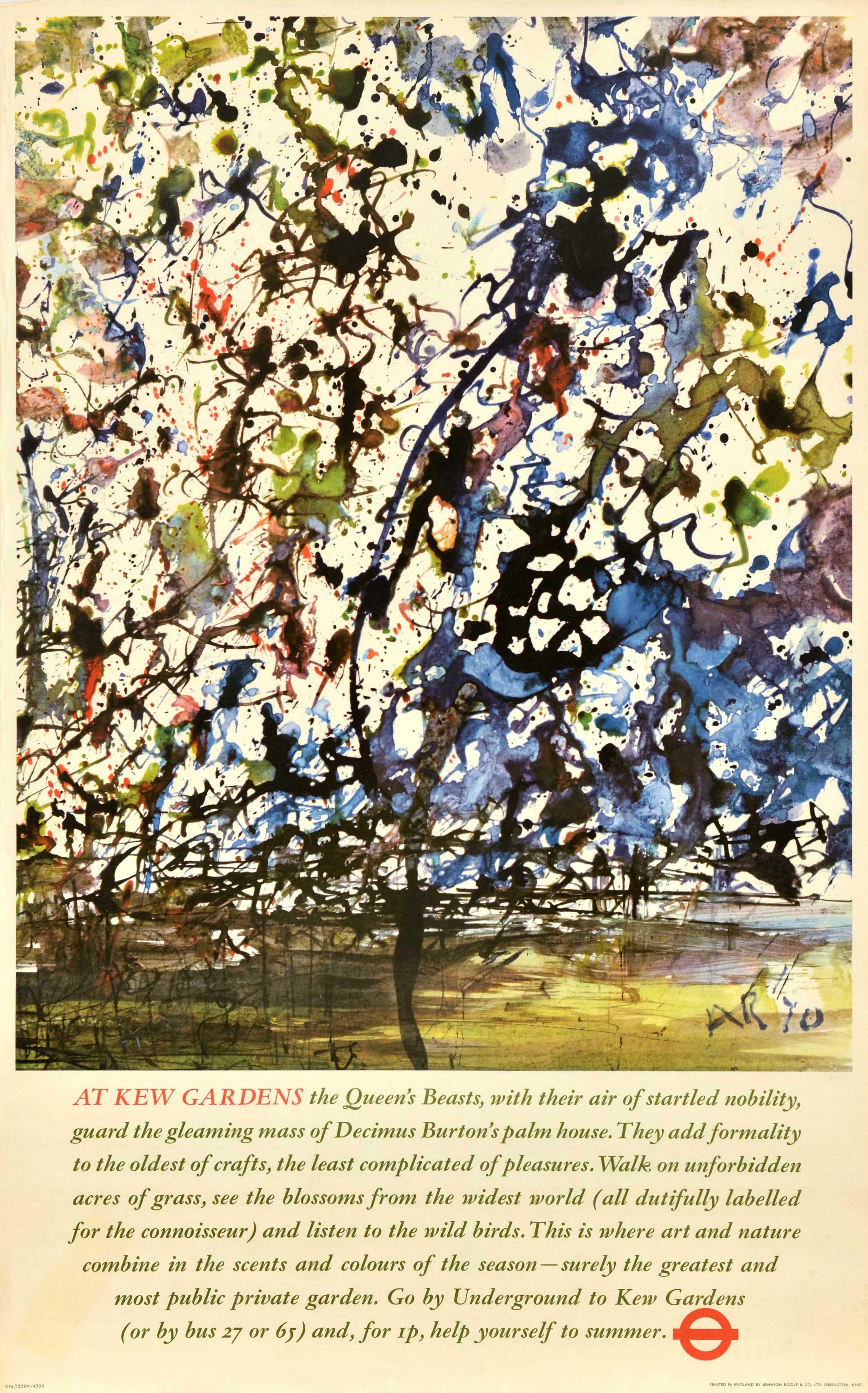 Print Unknown - Affiche de voyage originale de Londres Transports Kew Gardens Abstract Rossiter