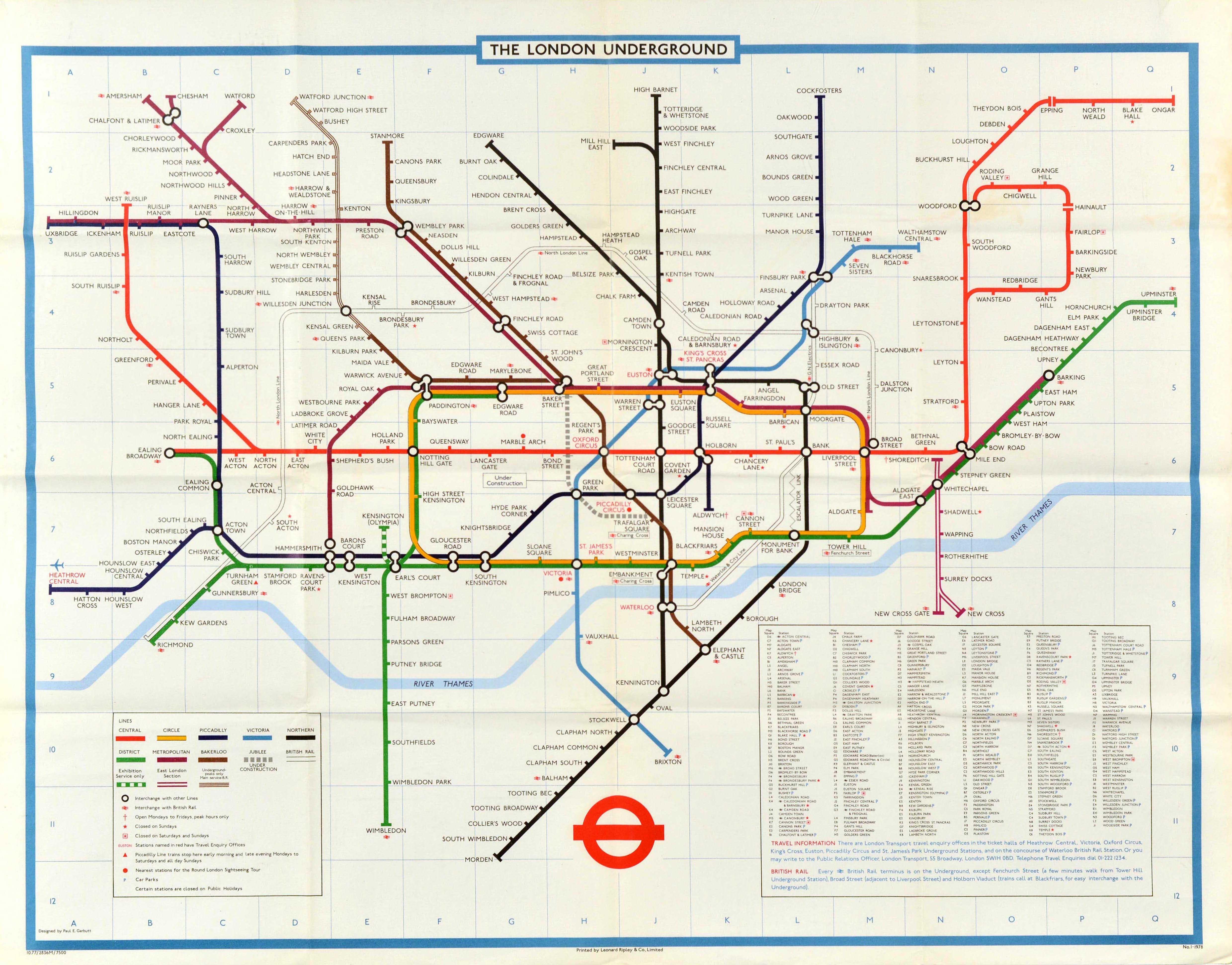 Unknown Print - Original Vintage Travel Poster London Underground Map Jubilee Line Paul Garbutt