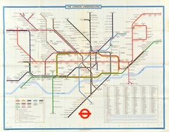 Original Vintage-Reiseplakat Londoner U-Bahn-Karte Jubiläumslinie Paul Garbutt