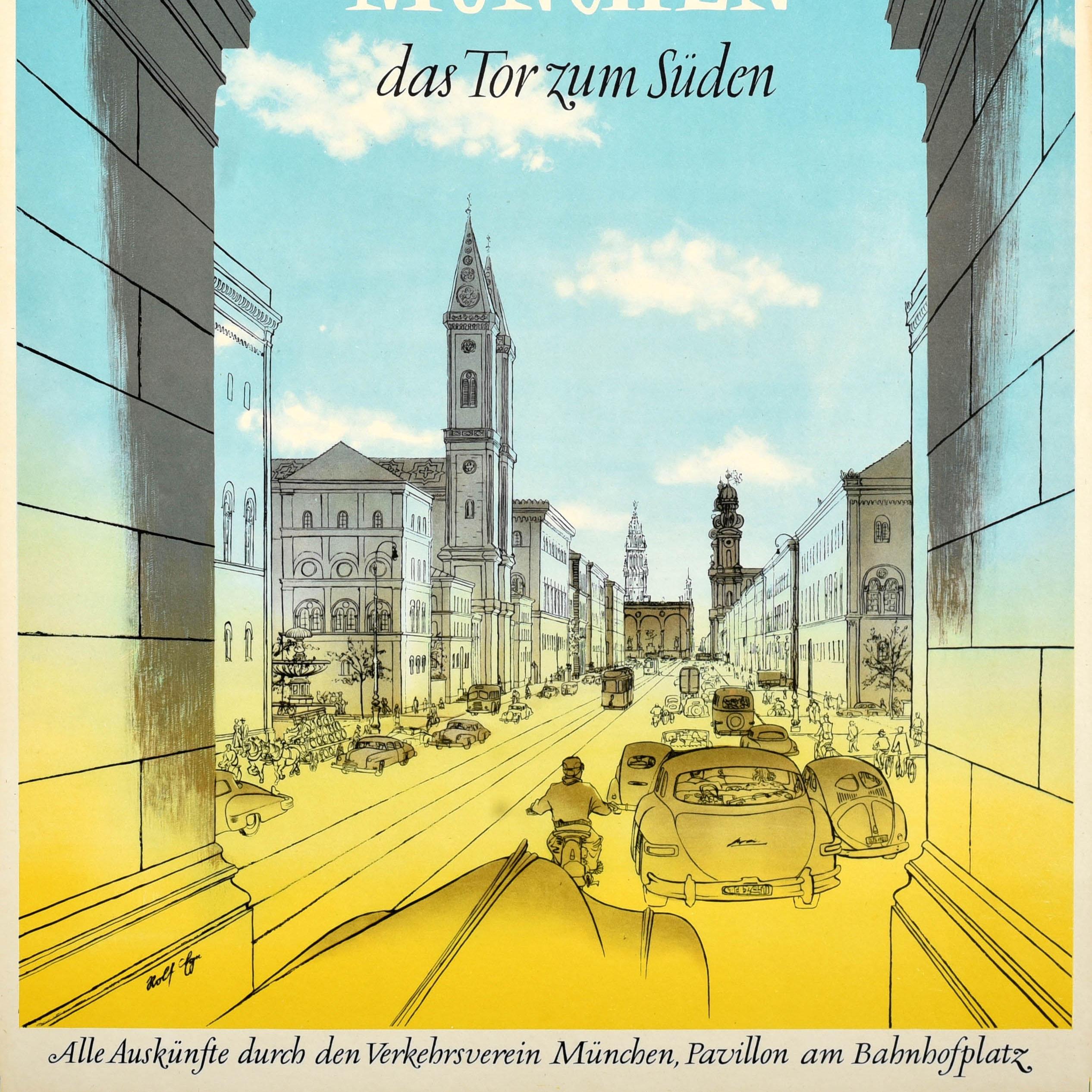 Original Vintage Travel Poster Munich Gateway South Germany Victory Gate Munchen For Sale 1