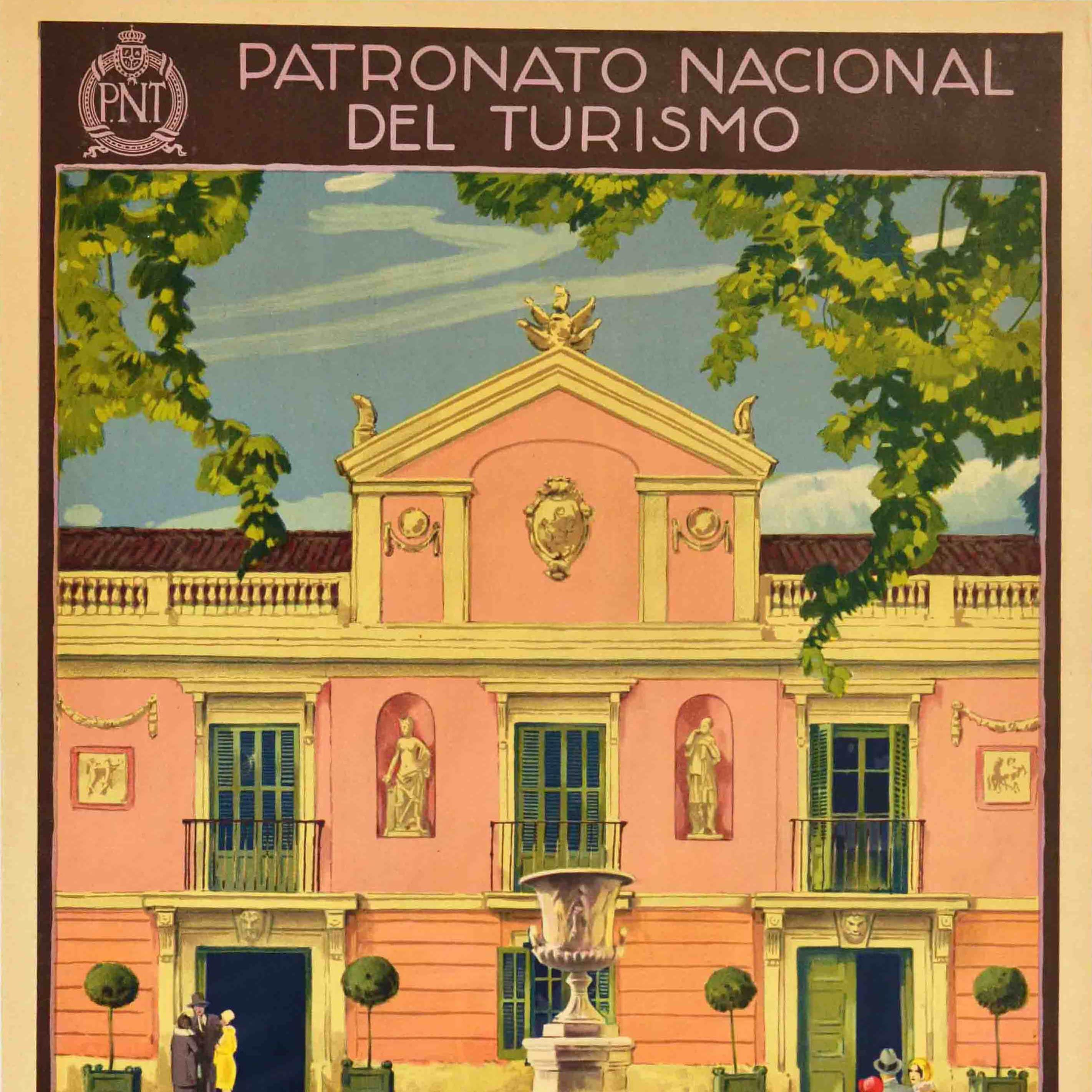Affiche de voyage vintage d'origine Palacete De La Moncloa Palace PNT, Madrid, Espagne - Marron Print par Unknown