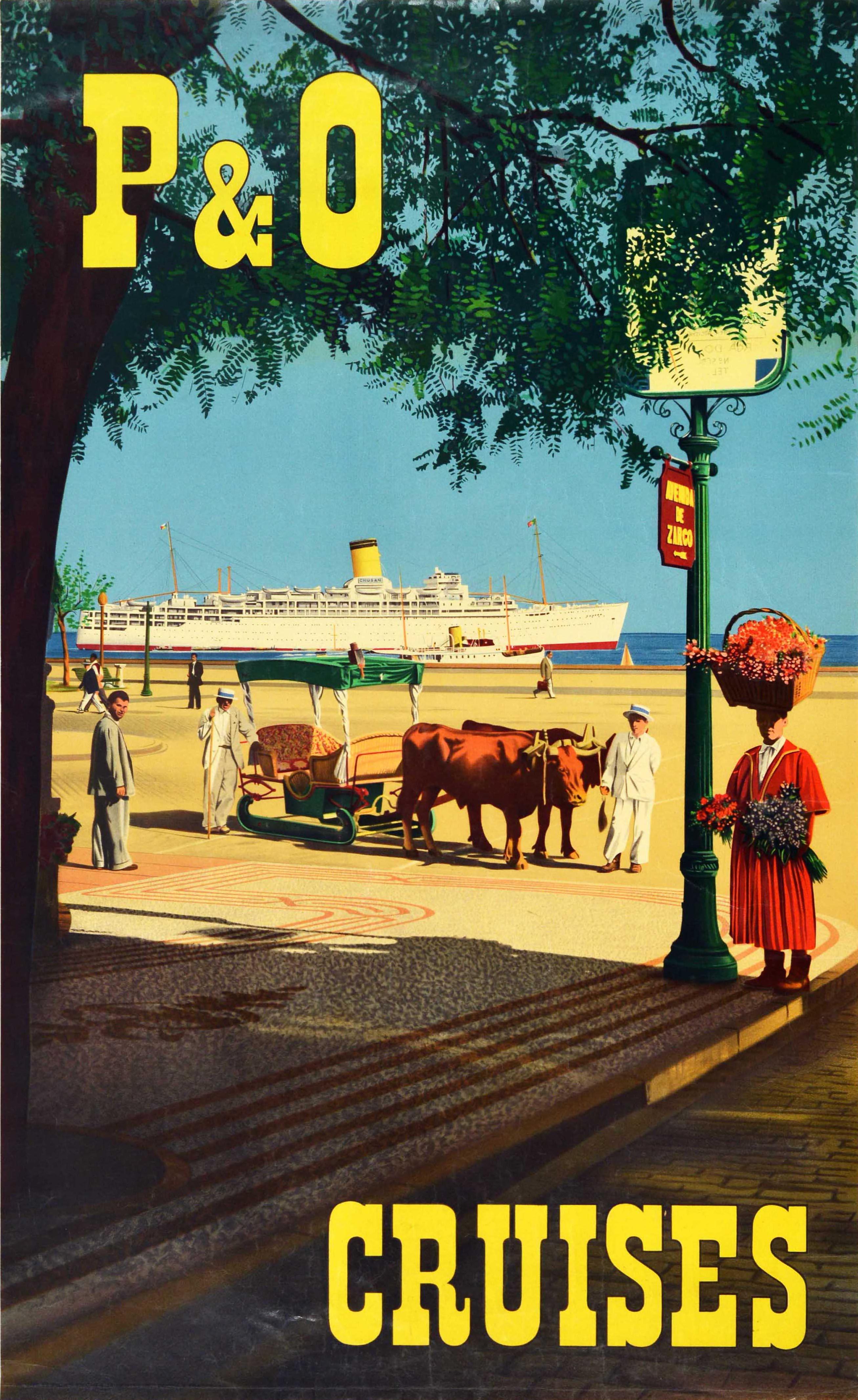 Print di Unknown - Poster di viaggio originale d'epoca P & A Cruises Turismo marittimo britannico