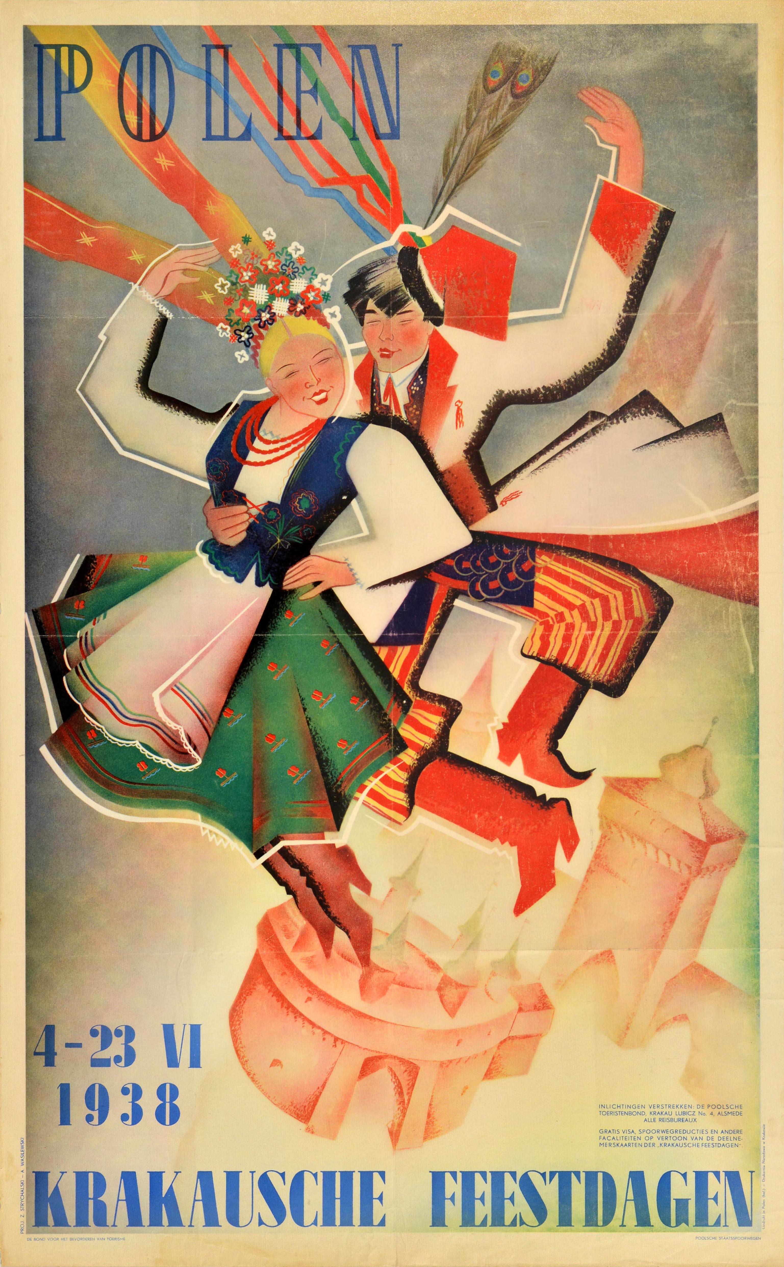Unknown Print - Original Vintage Travel Poster Poland Polen Krakow Krakausche Feestdagen Polska