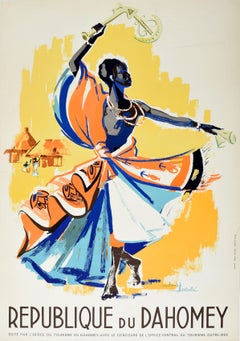 Original Vintage Travel Poster Republic Of Dahomey Benin West Africa Dancer Art