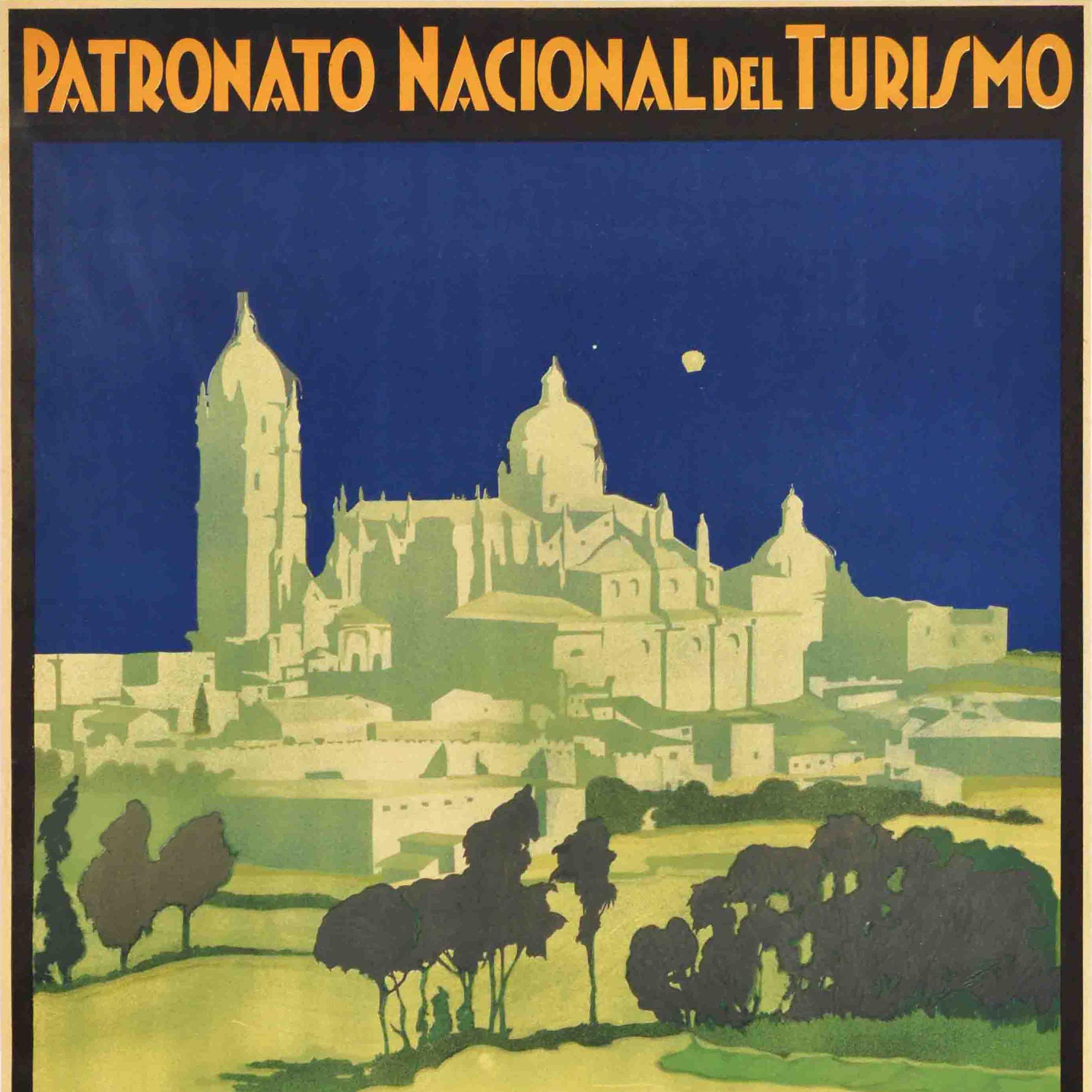 Poster di viaggio originale d'epoca Salamanca Città del Rinascimento PNT Spagna Cattedrale - Print Nero di Unknown